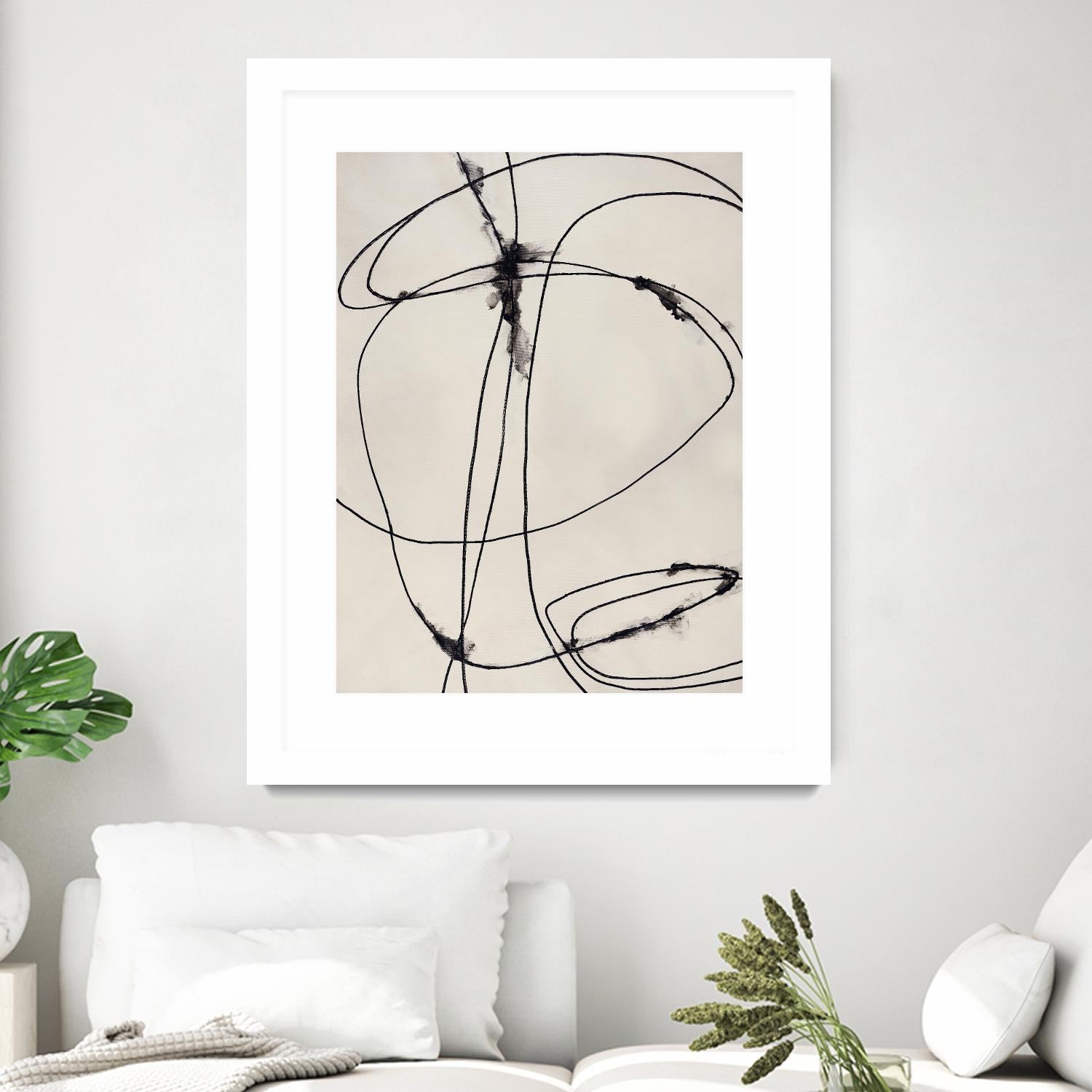 Tangled Ties by Daleno Art on GIANT ART - beige black & white abstrait 
