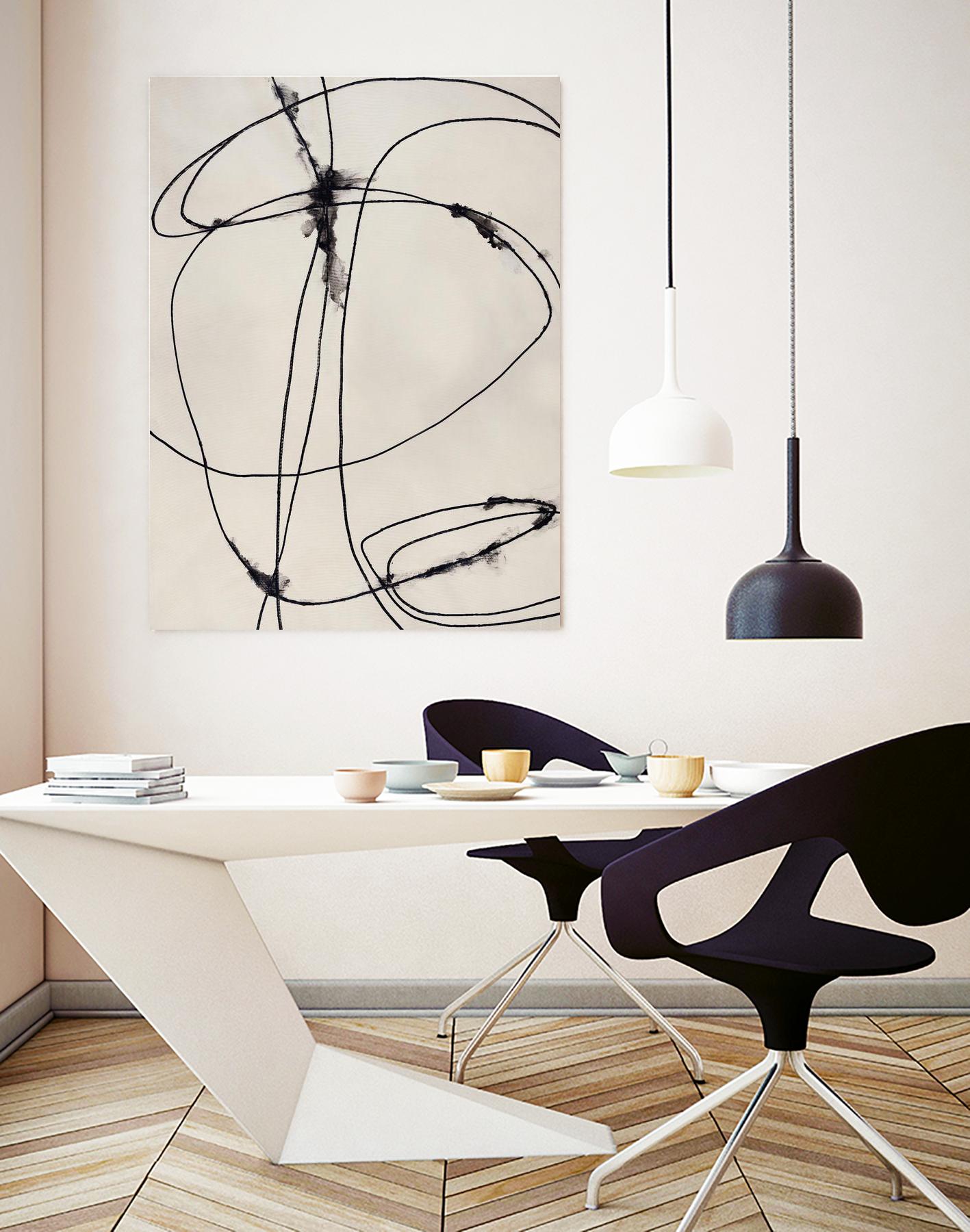 Tangled Ties by Daleno Art on GIANT ART - beige black & white abstrait 