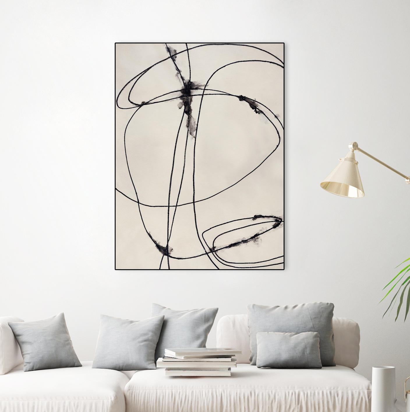 Tangled Ties by Daleno Art on GIANT ART - beige black & white abstrait 