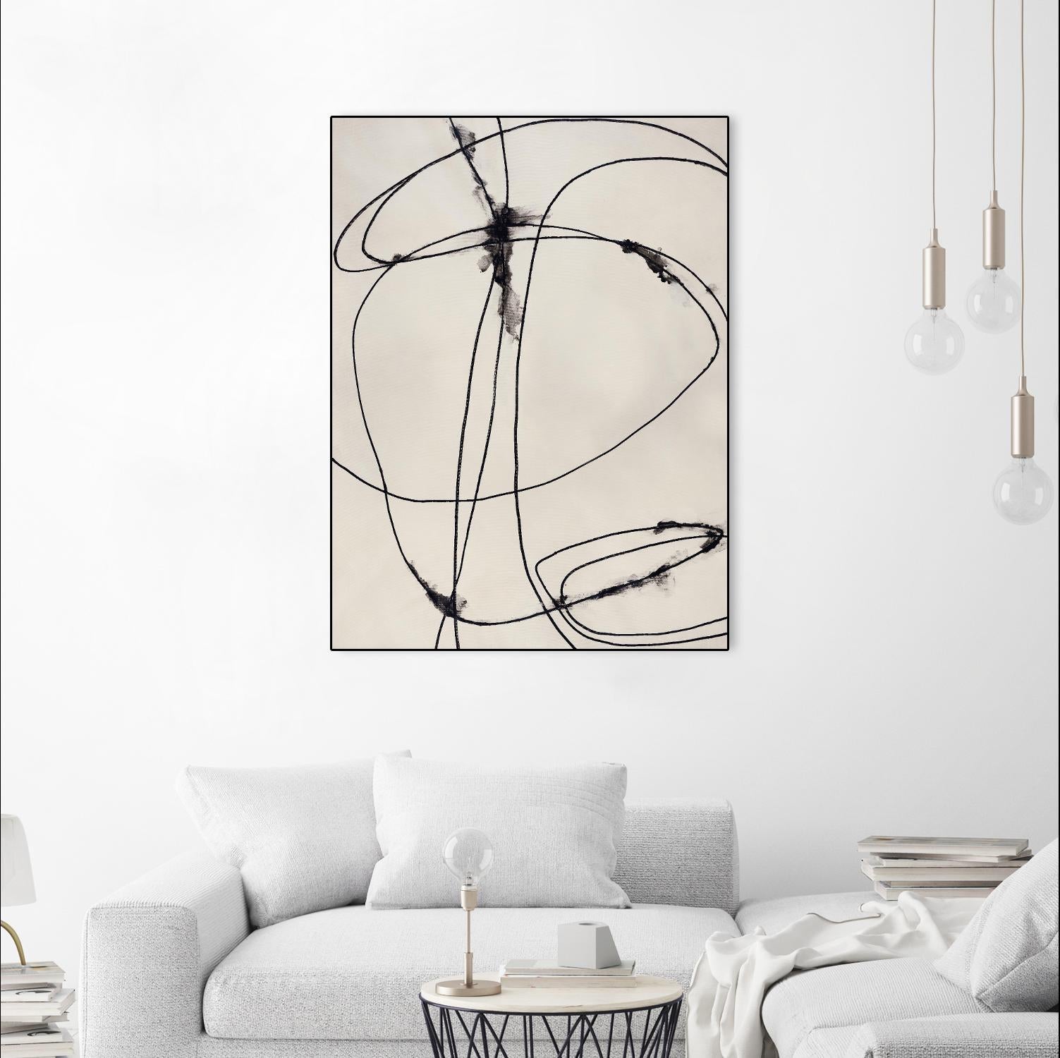 Tangled Ties by Daleno Art on GIANT ART - beige black & white abstrait 