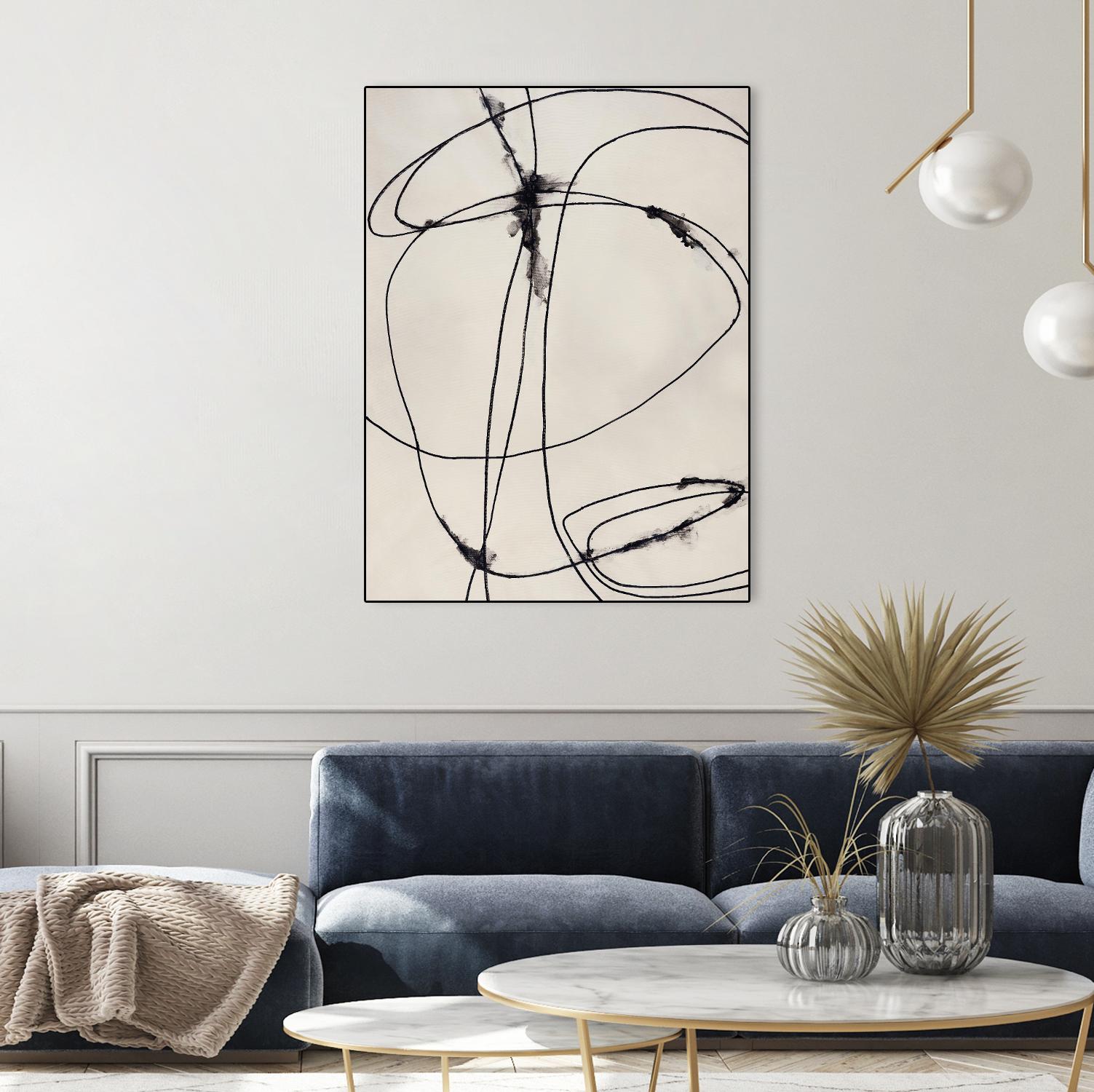 Tangled Ties by Daleno Art on GIANT ART - beige black & white abstrait 
