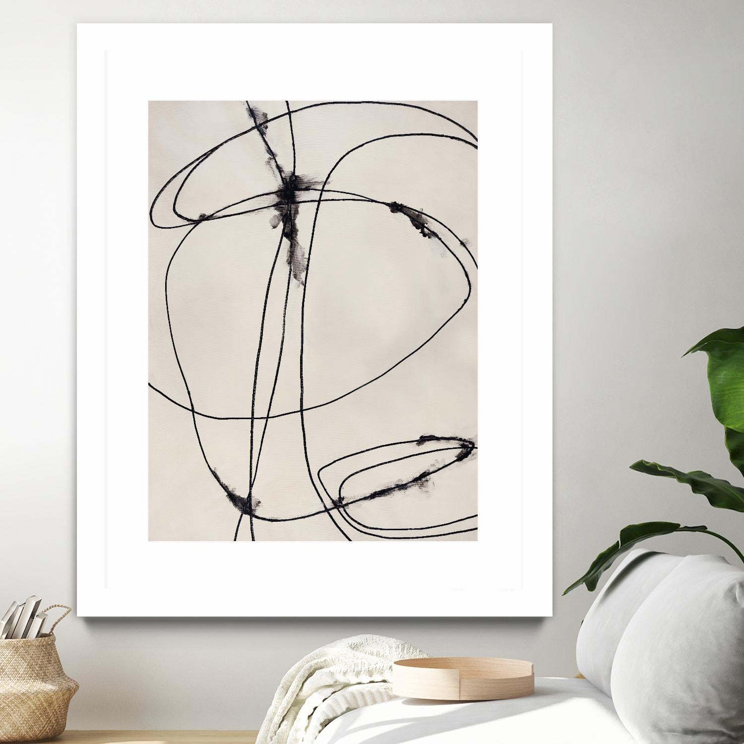 Tangled Ties by Daleno Art on GIANT ART - beige black & white abstrait 