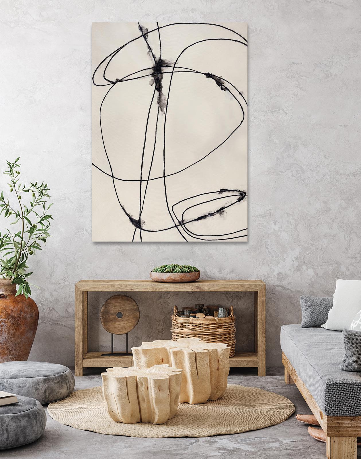 Tangled Ties by Daleno Art on GIANT ART - beige black & white abstrait 
