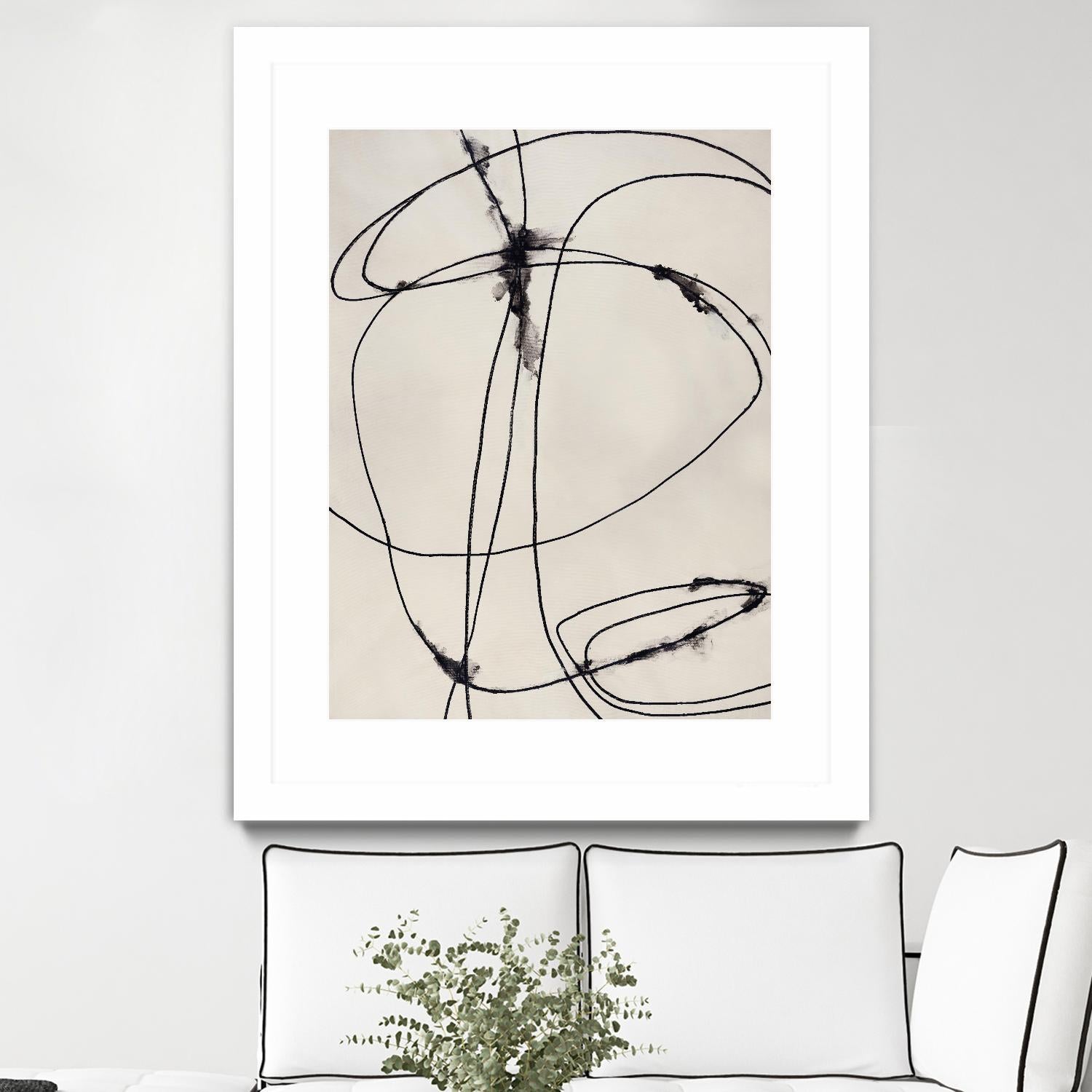 Tangled Ties by Daleno Art on GIANT ART - beige black & white abstrait 