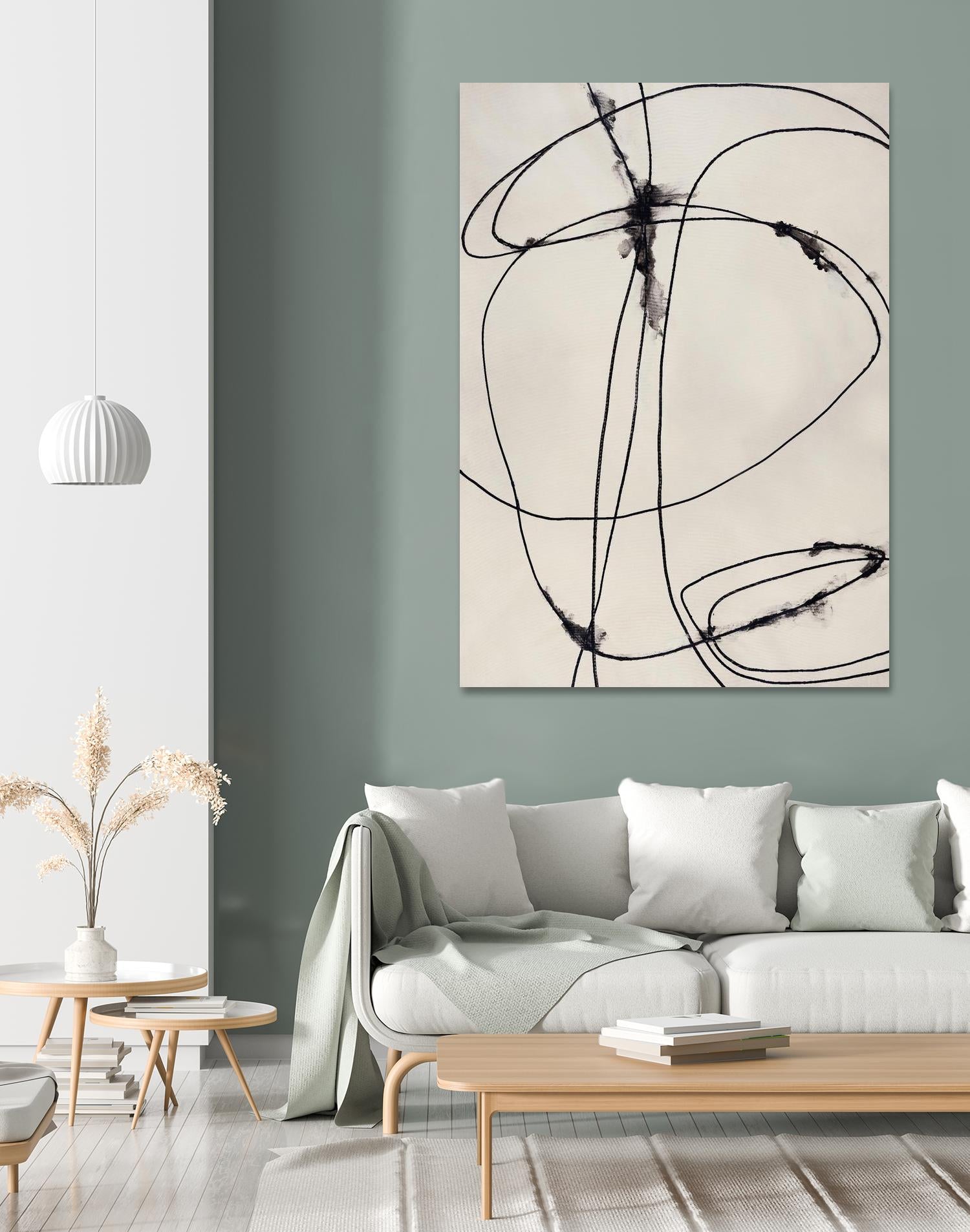 Tangled Ties by Daleno Art on GIANT ART - beige black & white abstrait 