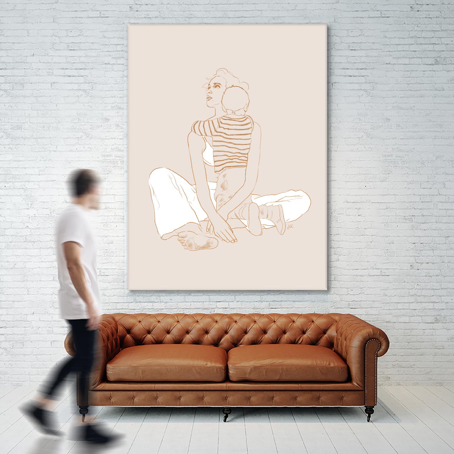 A mother and son  by Jenny Liz Rome on GIANT ART - beige art for kids women and child