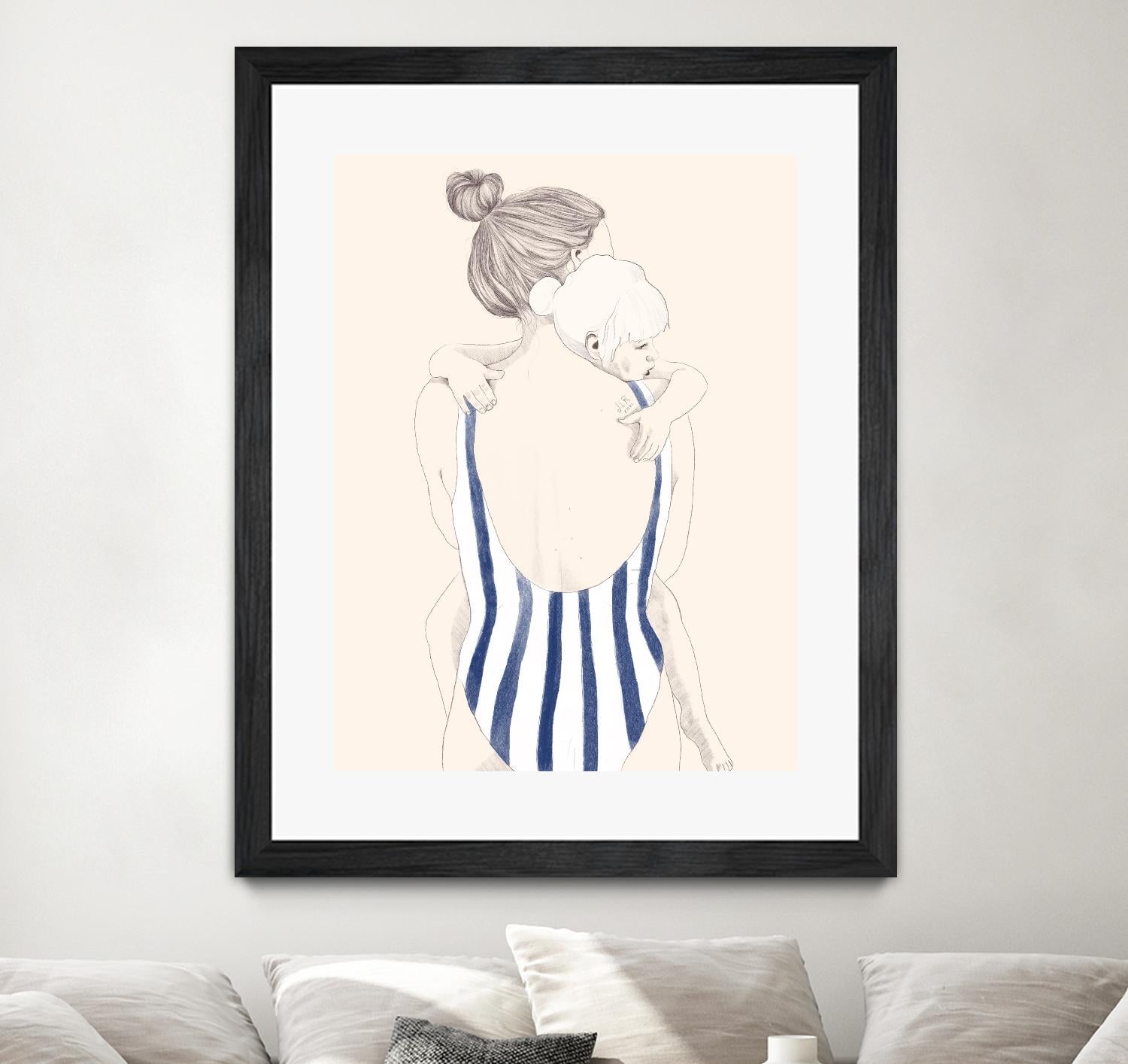 Daughter by Jenny Liz Rome on GIANT ART - blue figurative stripes