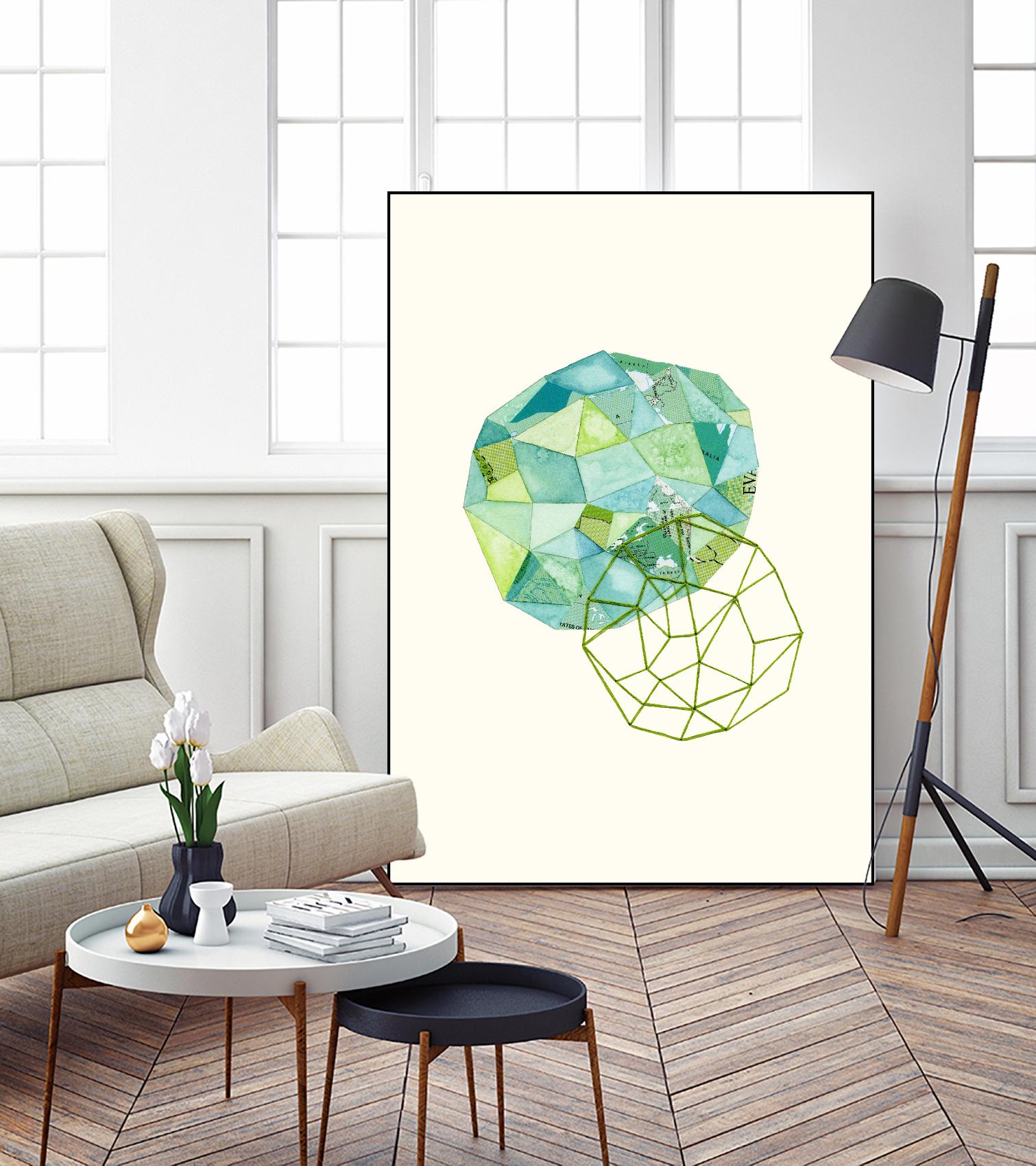 Embroidered Prism Collage 3 by Natasha Marie on GIANT ART - blue contemporary