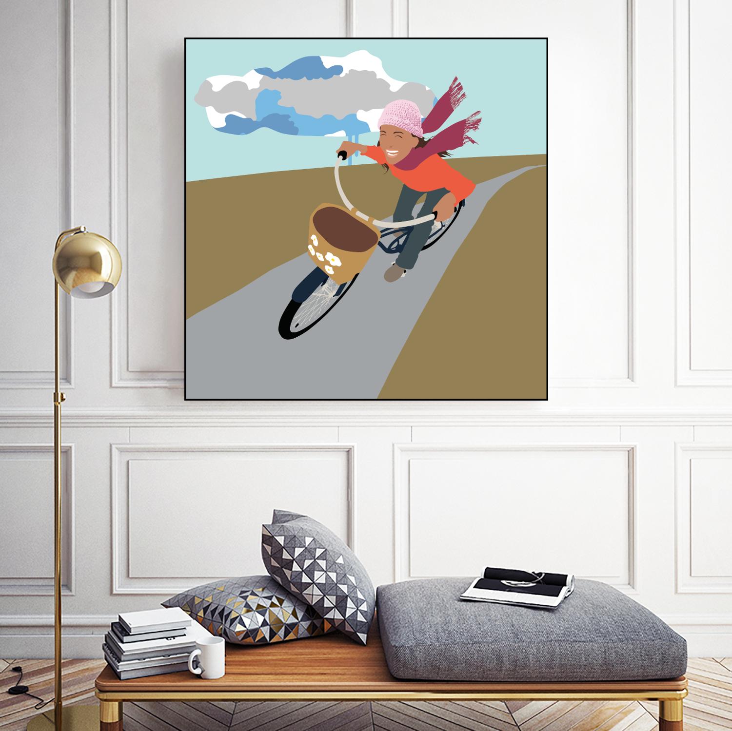 Cloud Girl on Bike by Eric Scheib on GIANT ART - grey contemporary