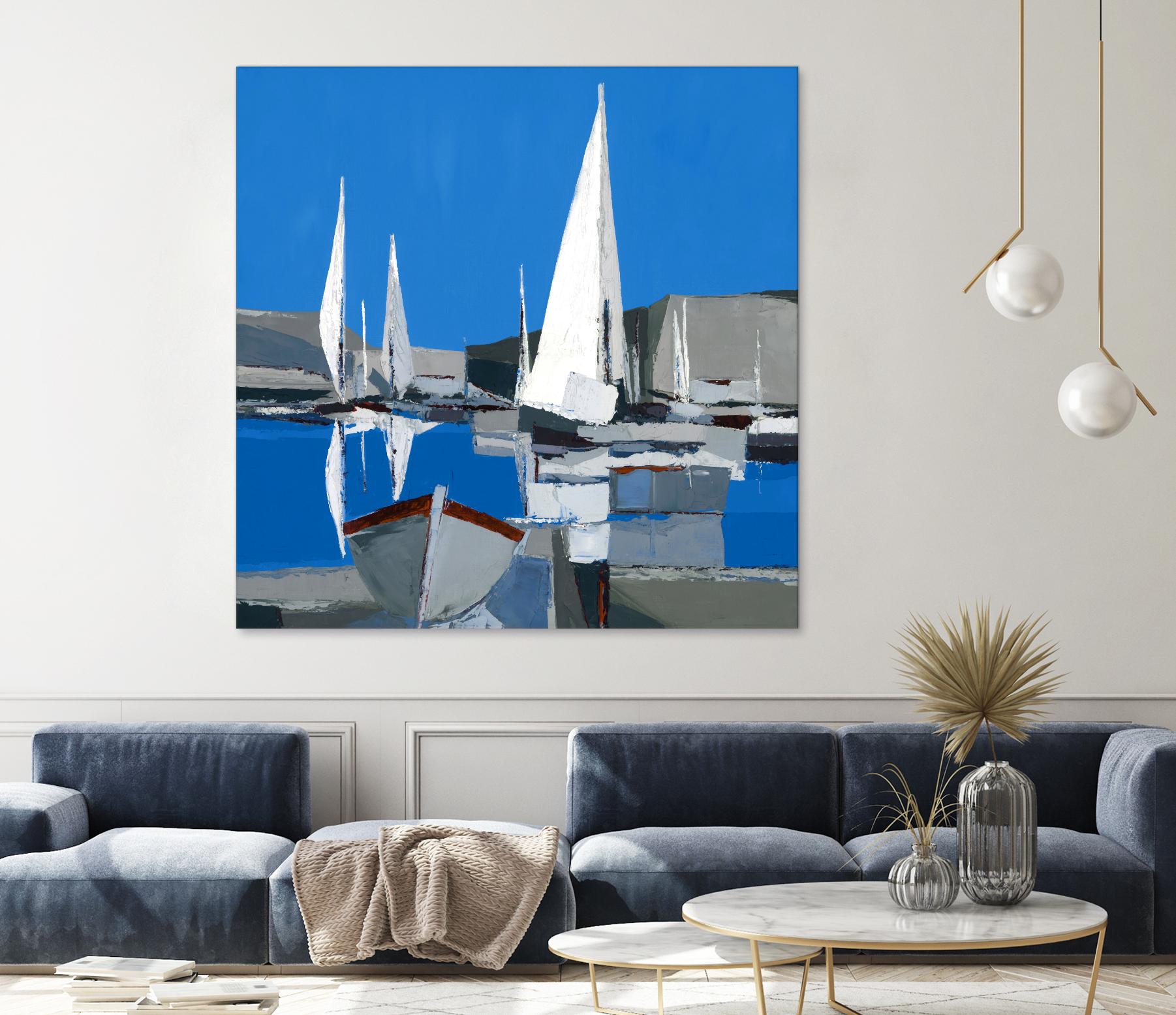 Voiles Blanches I by Demagny on GIANT ART - grey sea scene