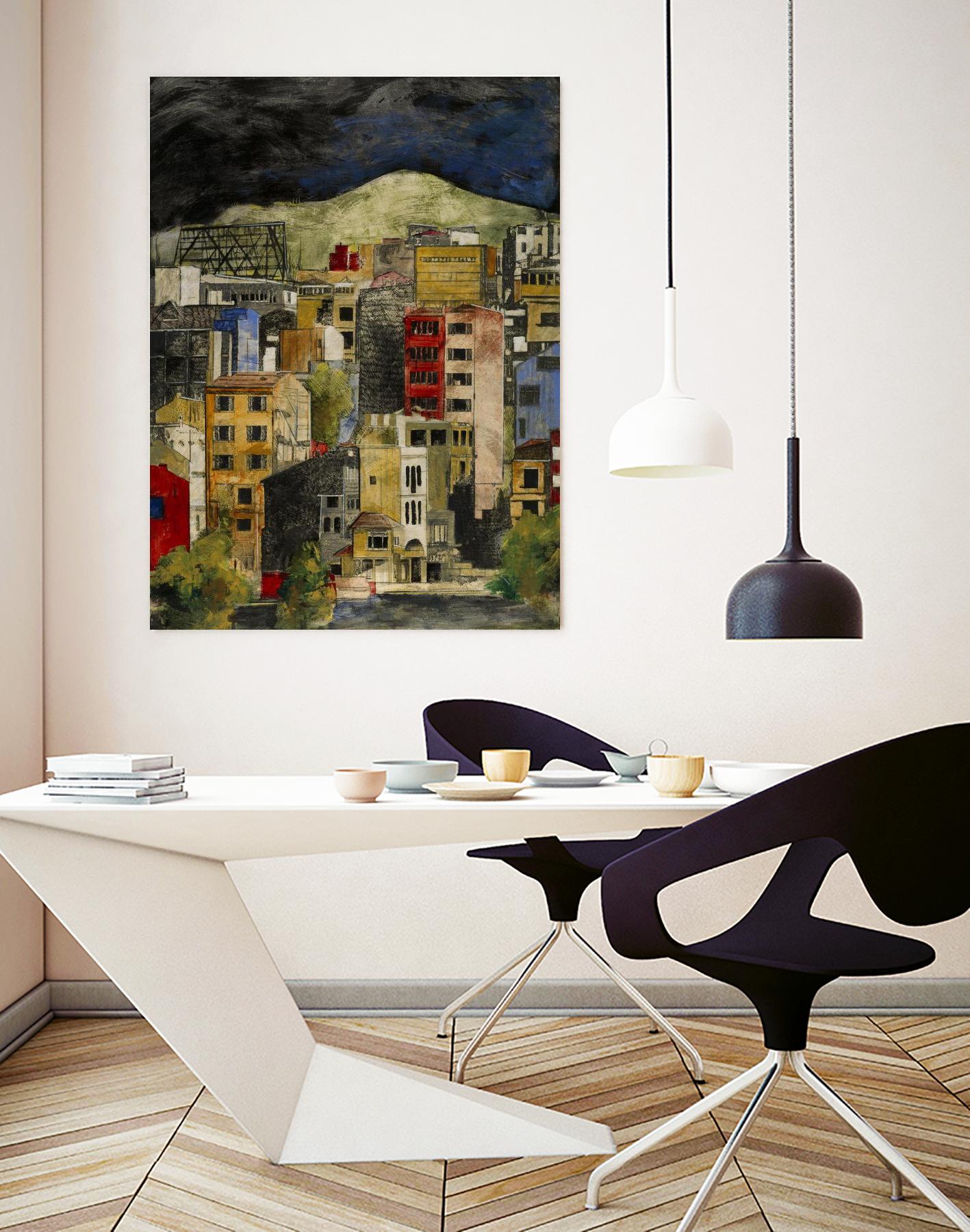 Urbana 2 by Susan Gillette on GIANT ART - beige city scene