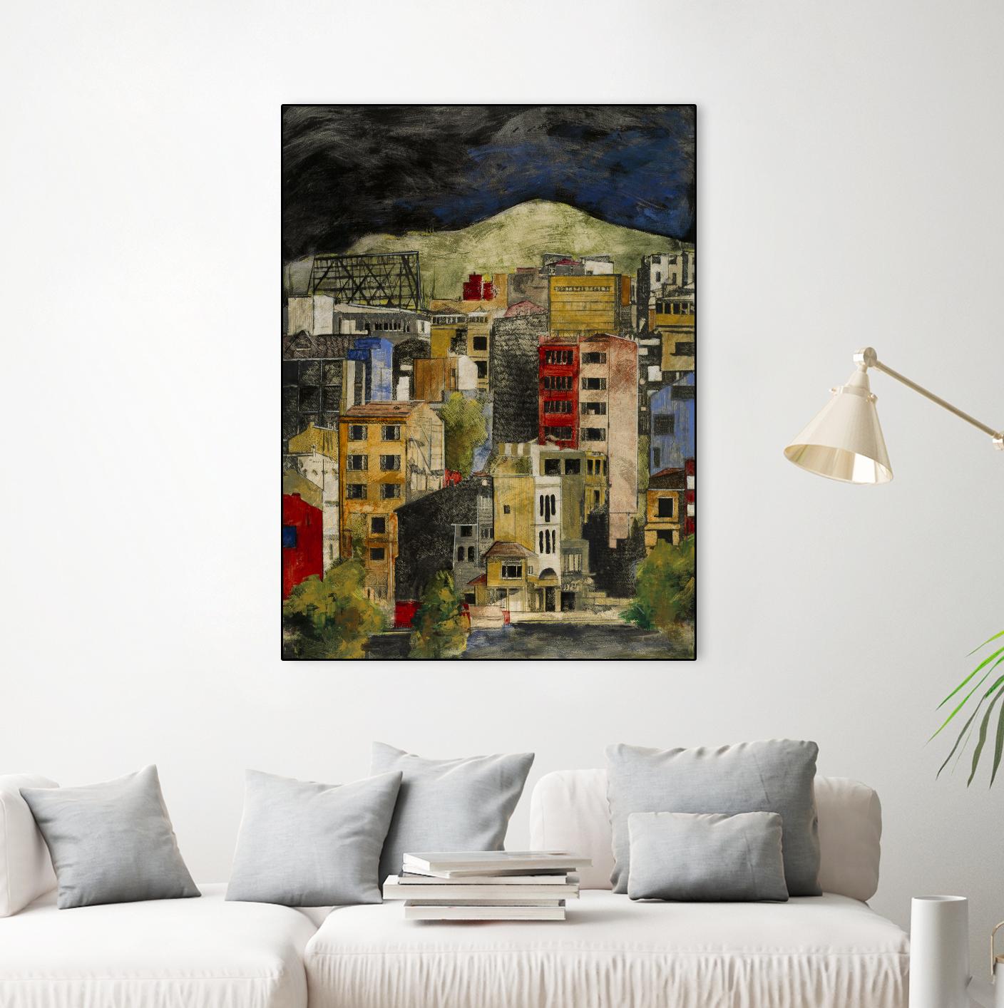 Urbana 2 by Susan Gillette on GIANT ART - beige city scene
