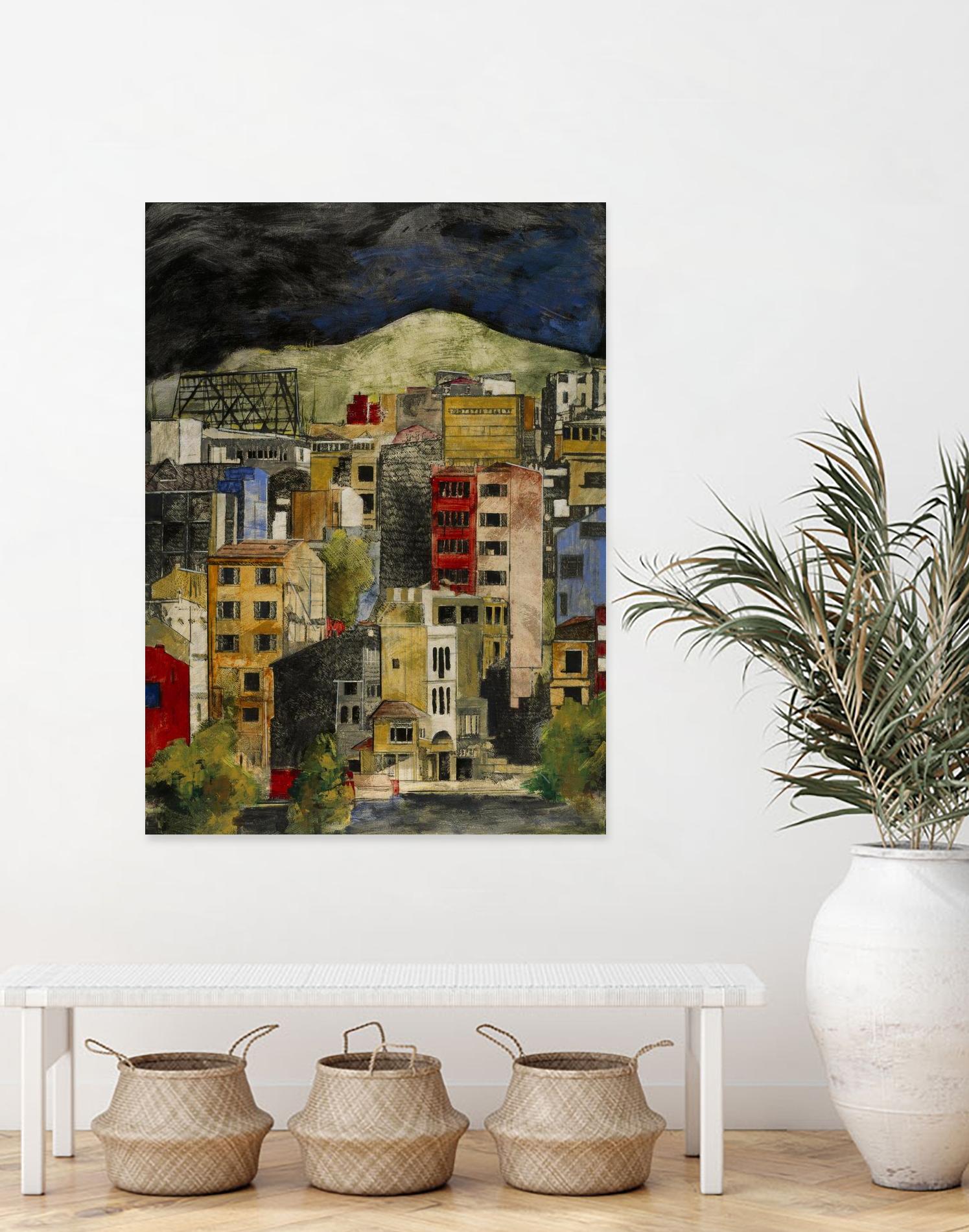 Urbana 2 by Susan Gillette on GIANT ART - beige city scene