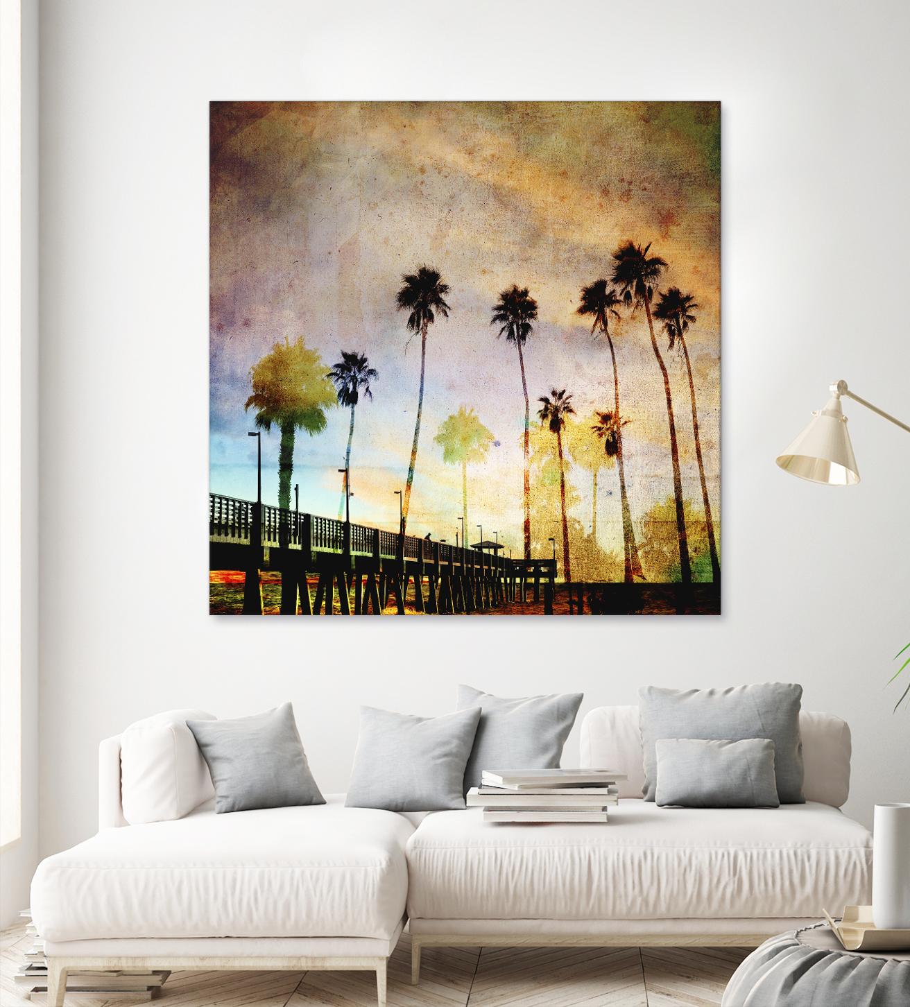 Sunset on the Pier A by GI ArtLab on GIANT ART - yellow tropical