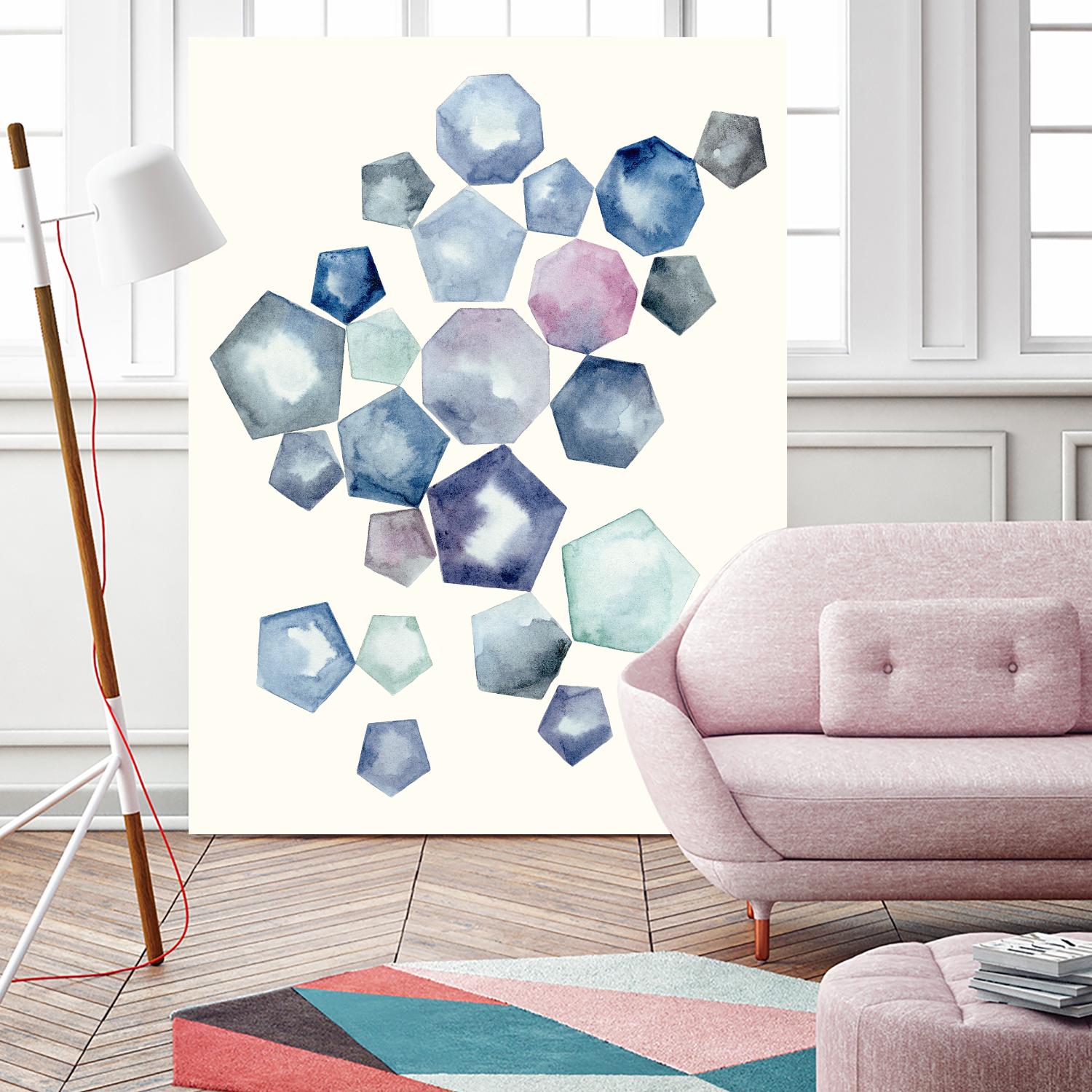 Watercolor Hexagons A by Natasha Marie on GIANT ART - red abstract