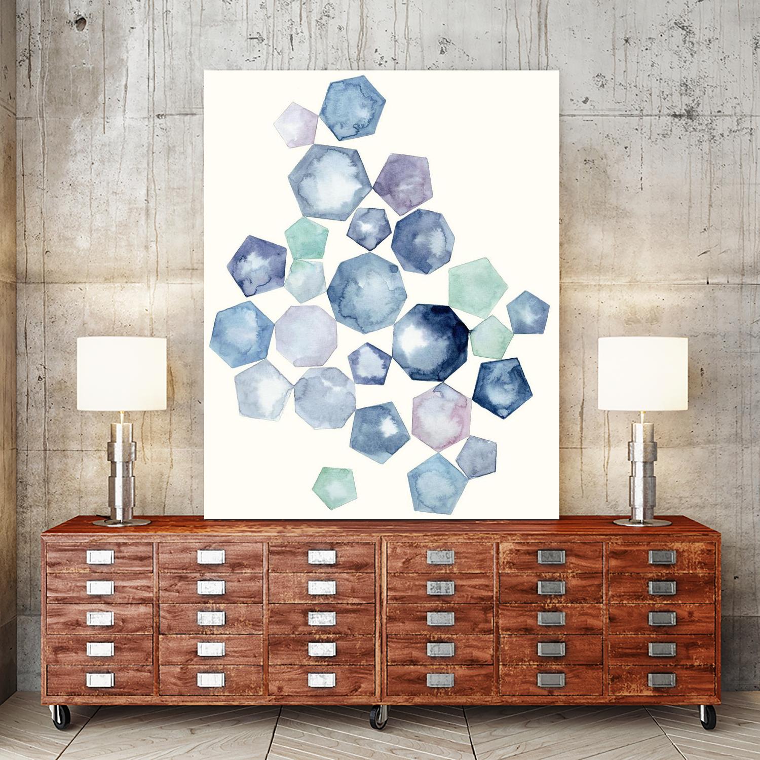 Watercolor Hexagons B by Natasha Marie on GIANT ART - red abstract