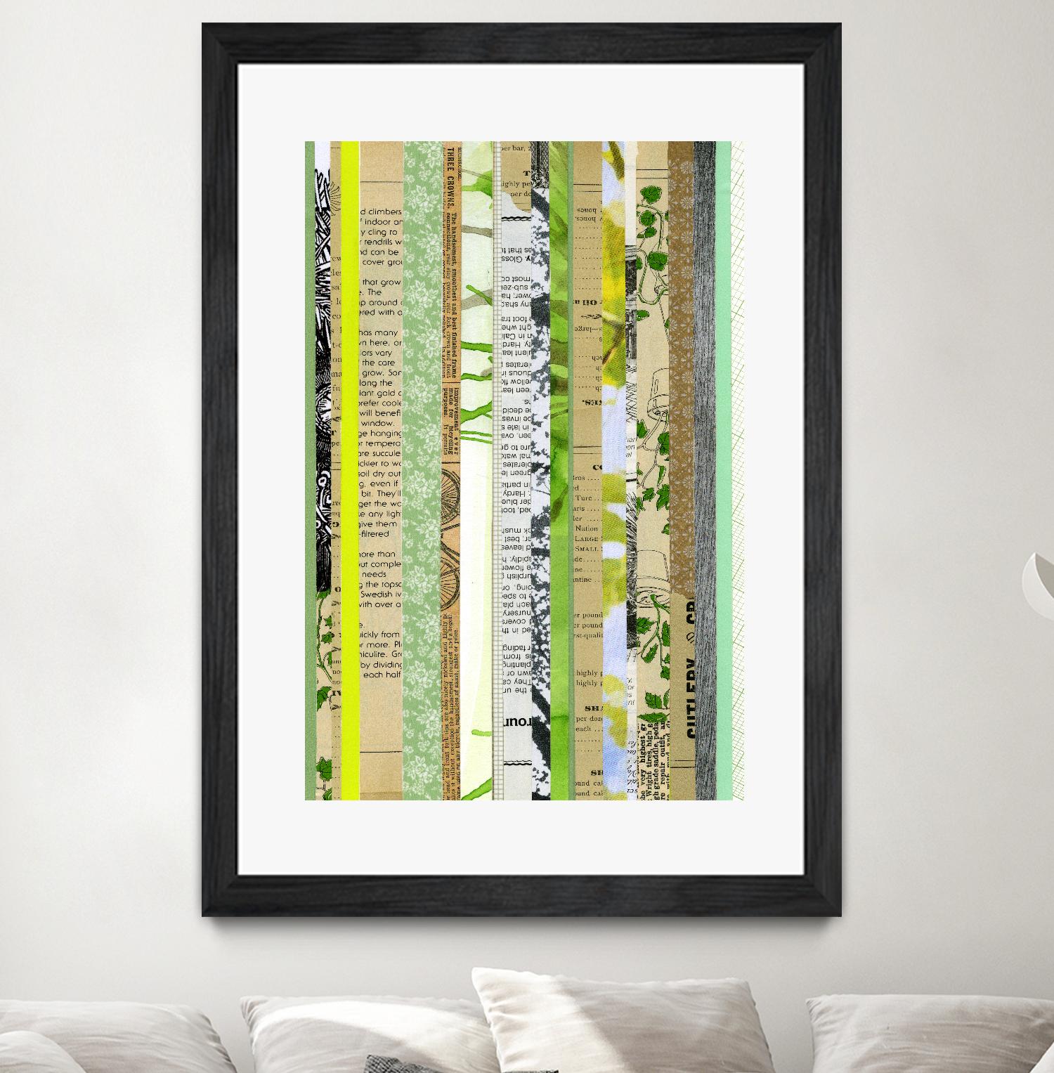 Paper Strip Collage C by Natasha Marie on GIANT ART - green abstract
