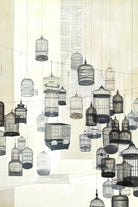 Birdcages 1 by NM Studio on GIANT ART - beige contemporary bird