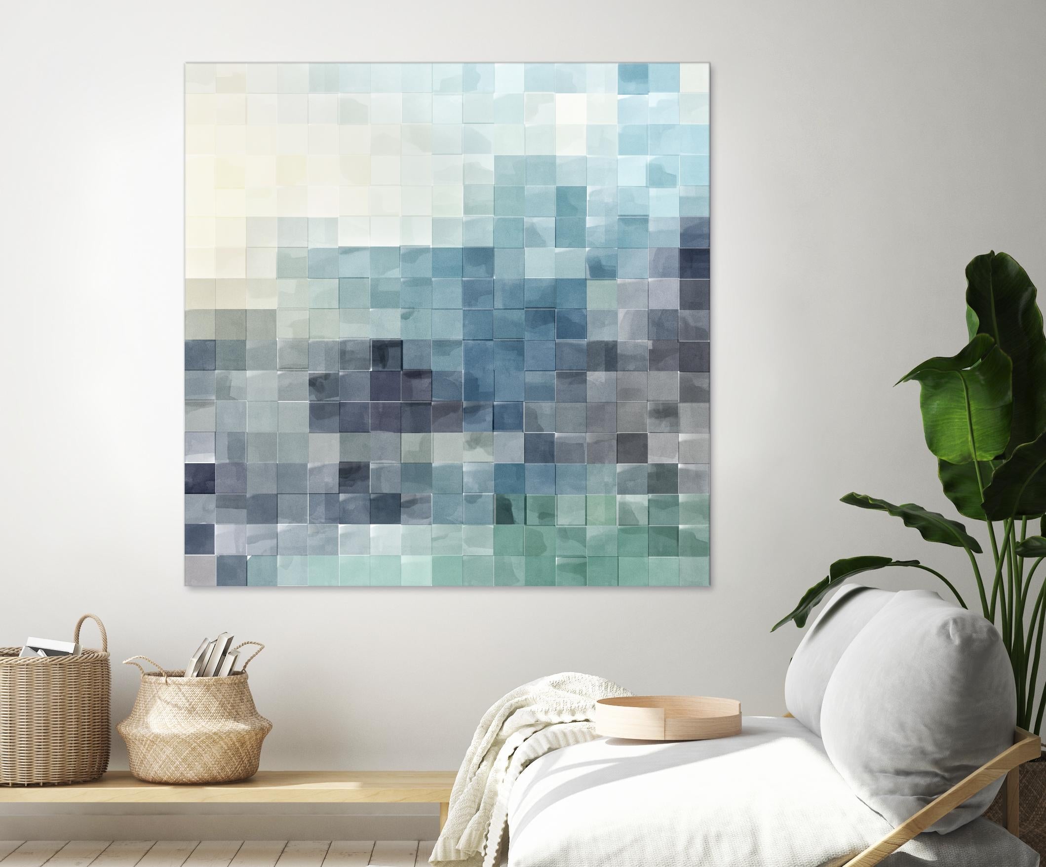 Gridded Watercolor Landscape A by THE Studio on GIANT ART - green abstract