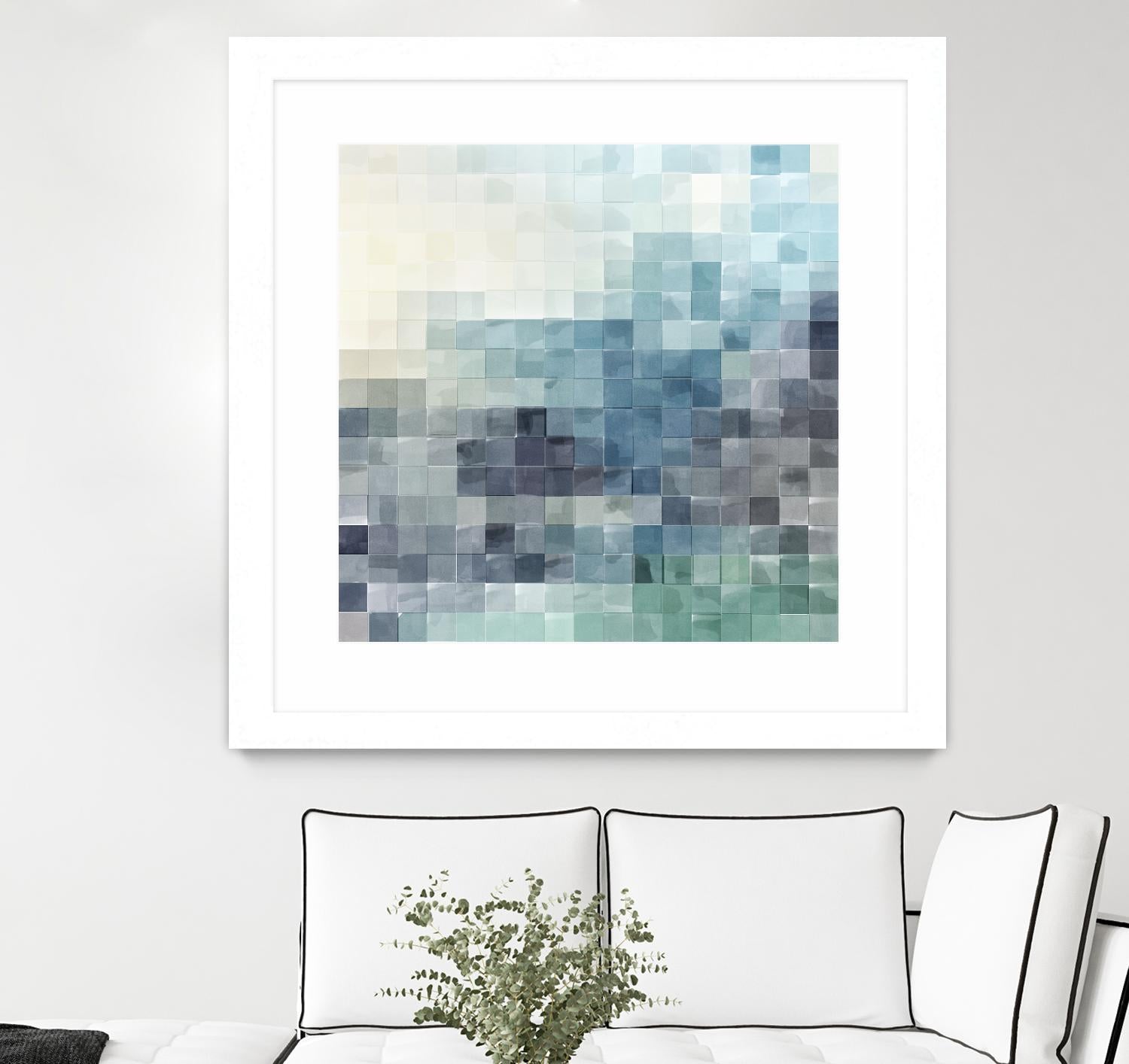 Gridded Watercolor Landscape A by THE Studio on GIANT ART - green abstract