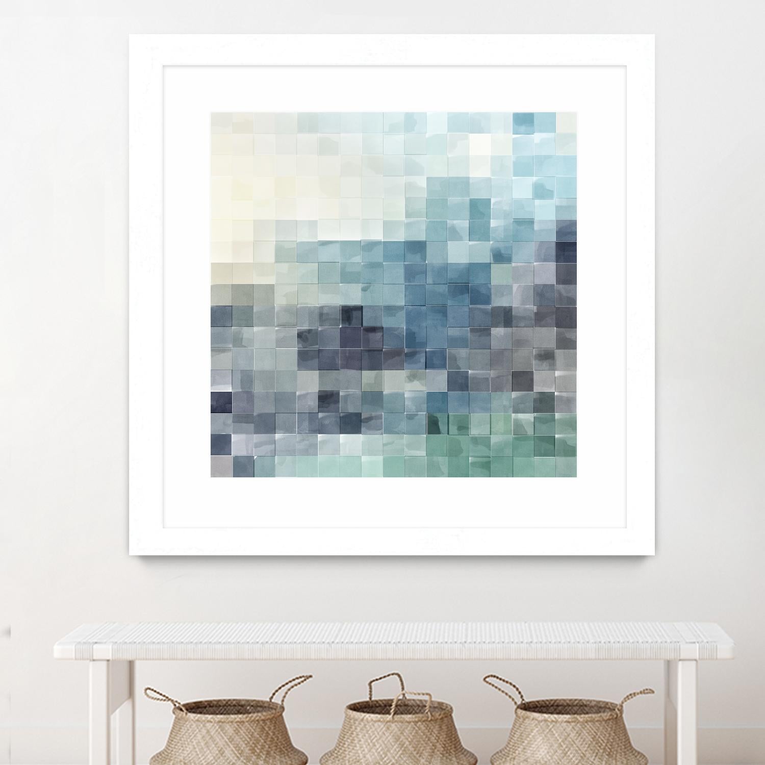 Gridded Watercolor Landscape A by THE Studio on GIANT ART - green abstract