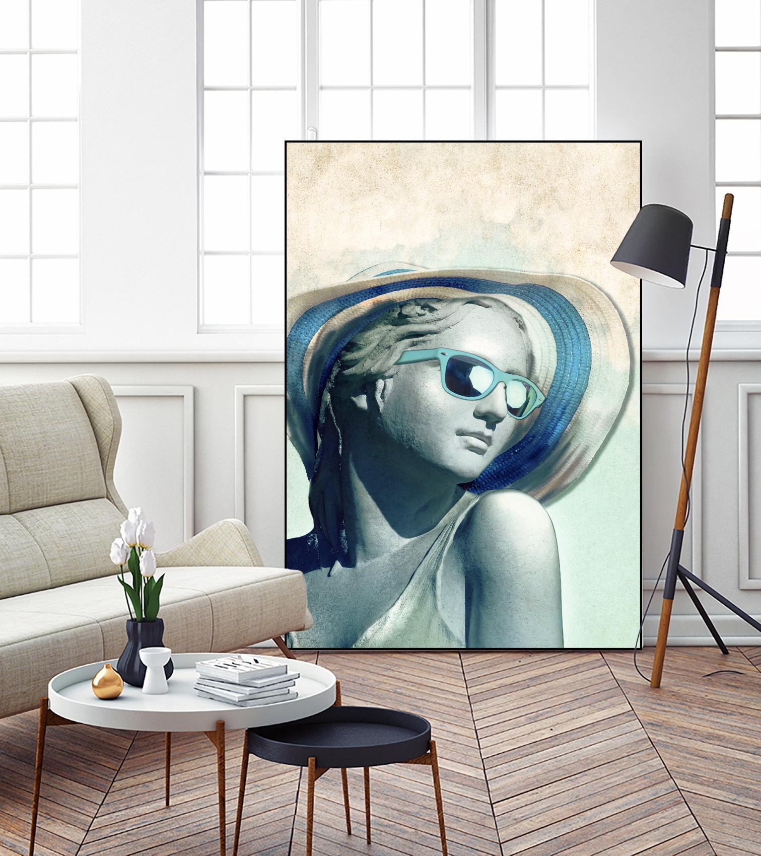 Hipster Statue with Sunhat by THE Studio on GIANT ART - green contemporary
