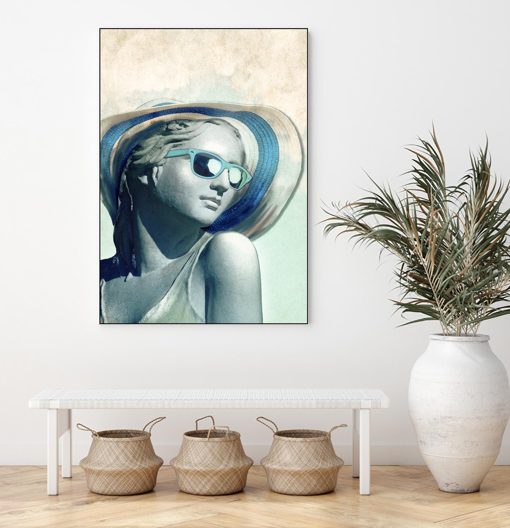 Hipster Statue with Sunhat by THE Studio on GIANT ART - green contemporary