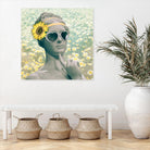 Hipster Statue with Sunflowers by THE Studio on GIANT ART - green flowers face