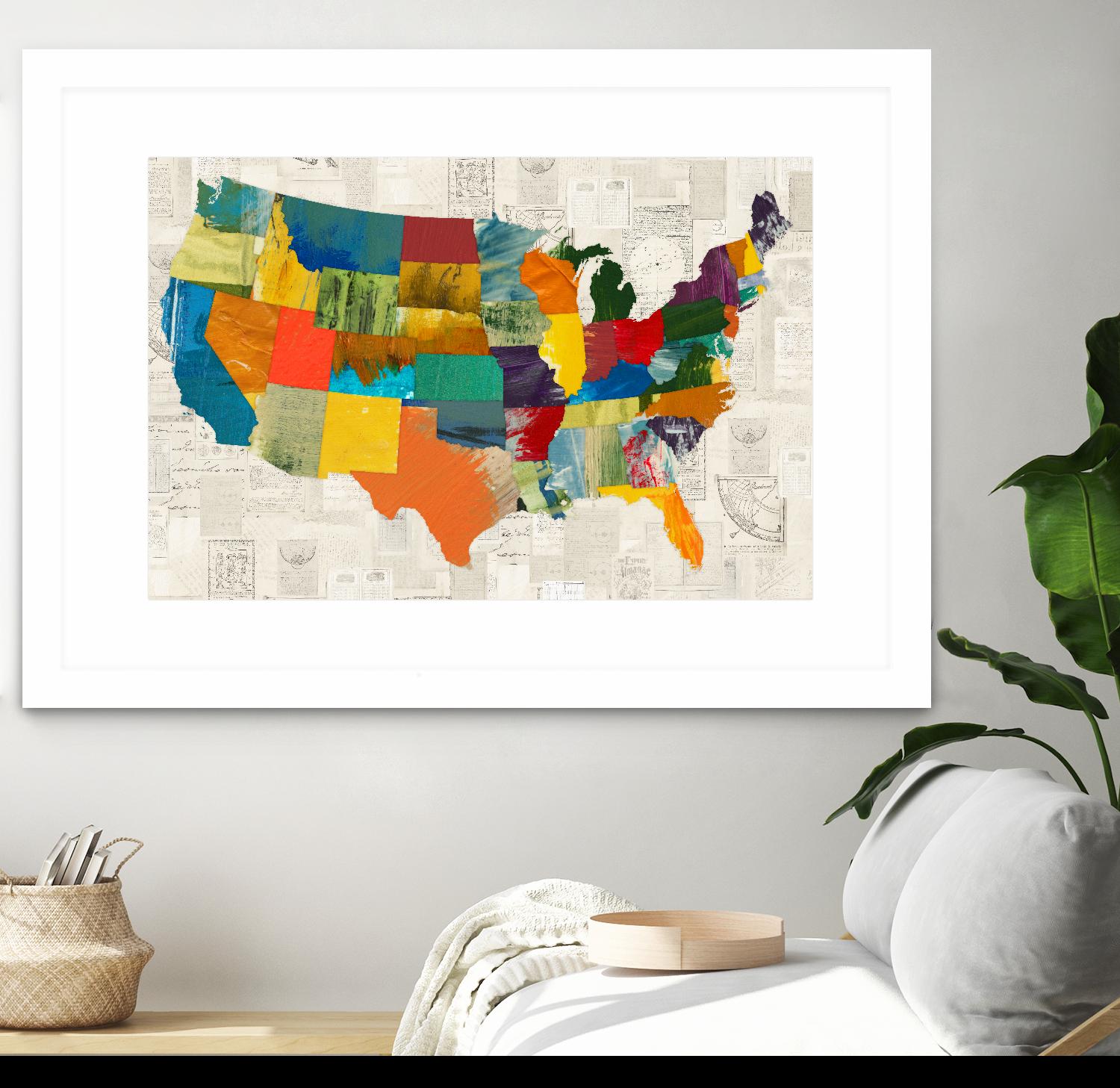 Collaged US Map by THE Studio on GIANT ART - beige illustration us map