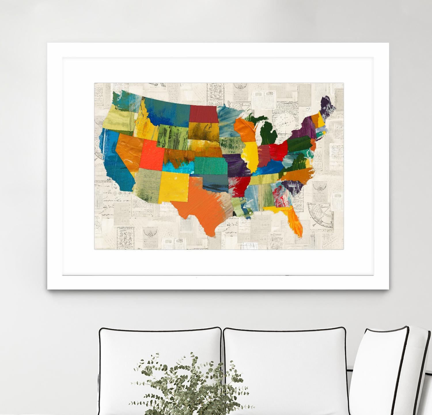 Collaged US Map by THE Studio on GIANT ART - beige illustration us map