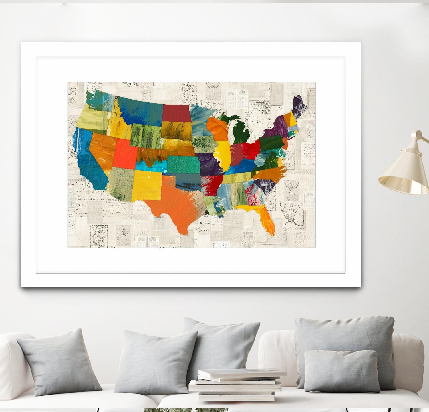 Collaged US Map by THE Studio on GIANT ART - beige illustration us map