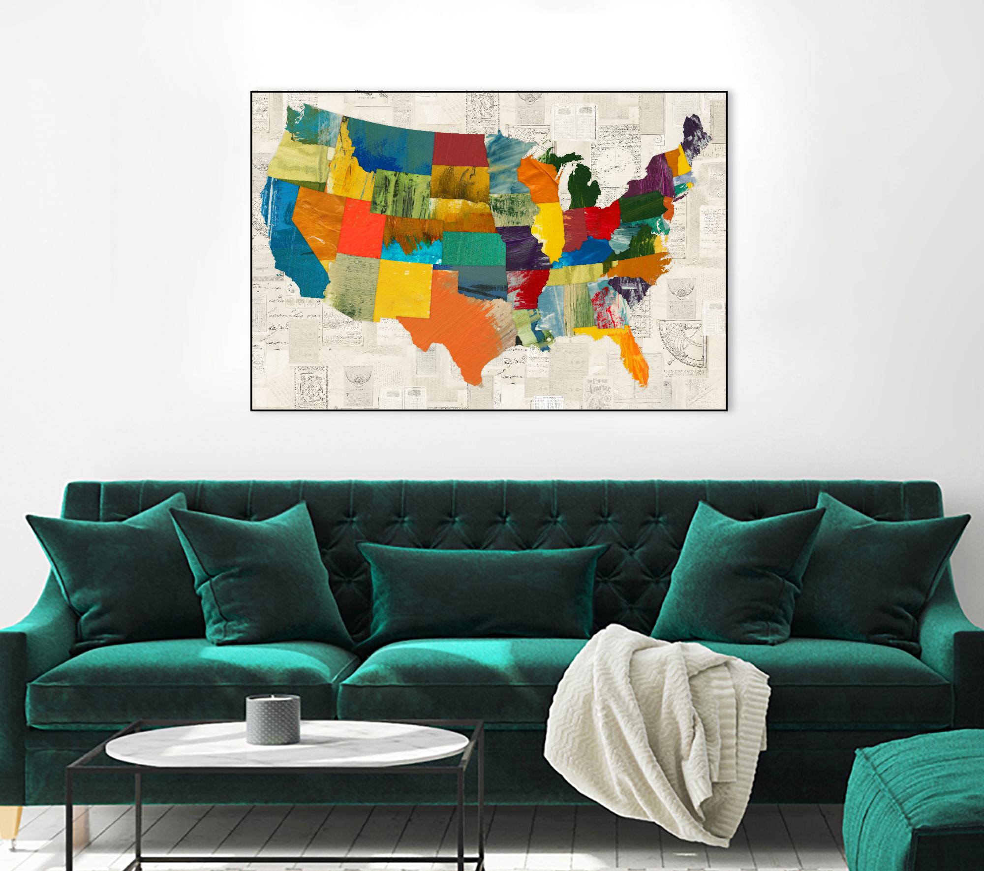 Collaged US Map by THE Studio on GIANT ART - green maps