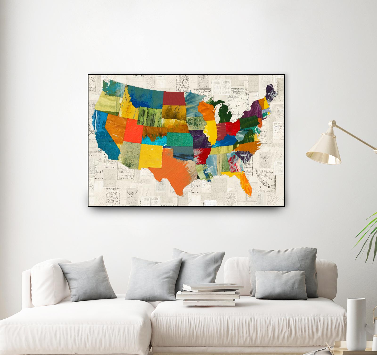 Collaged US Map by THE Studio on GIANT ART - green maps