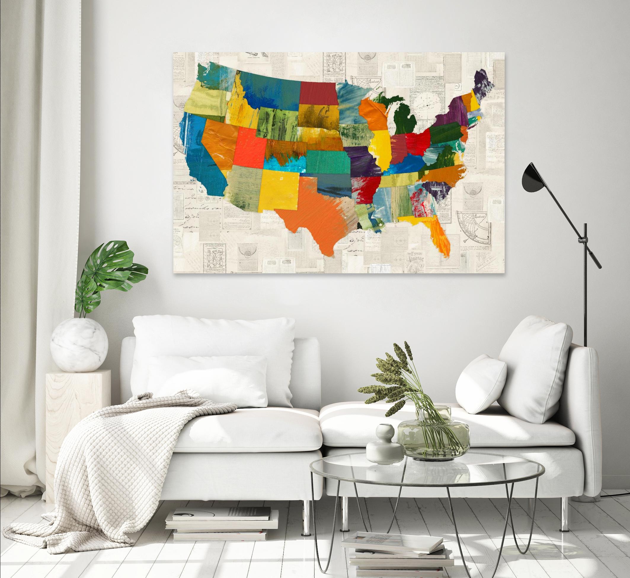 Collaged US Map by THE Studio on GIANT ART - beige illustration us map