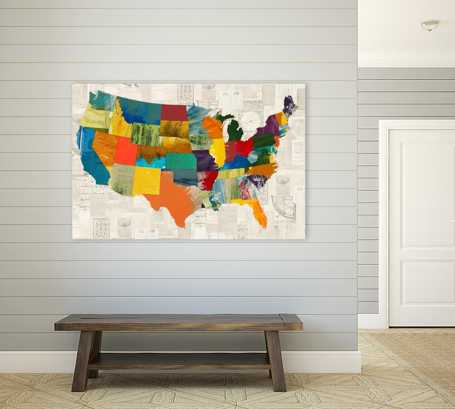 Collaged US Map by THE Studio on GIANT ART - beige illustration us map