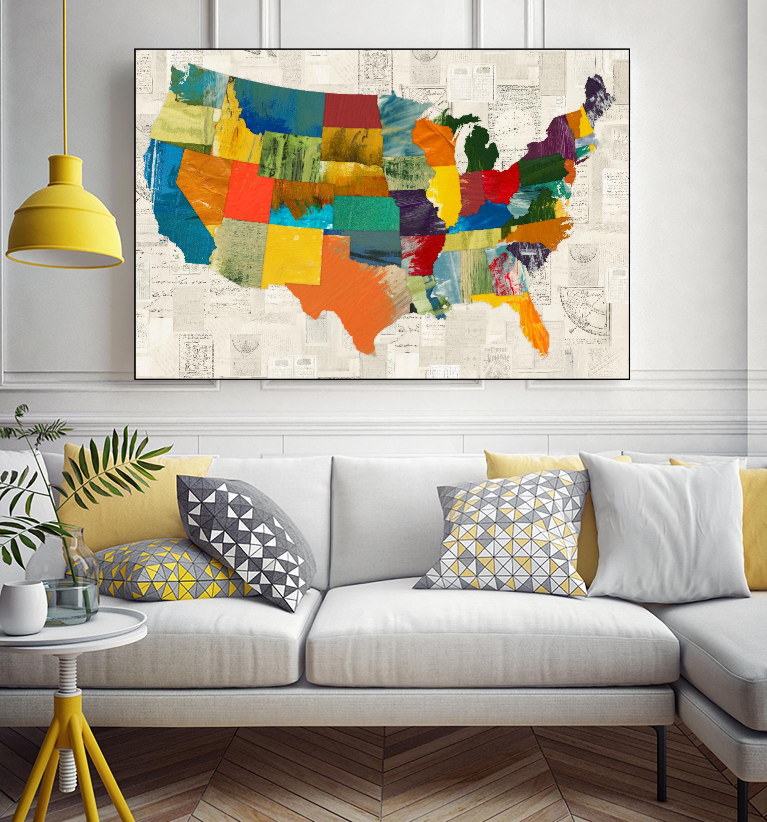Collaged US Map by THE Studio on GIANT ART - green maps