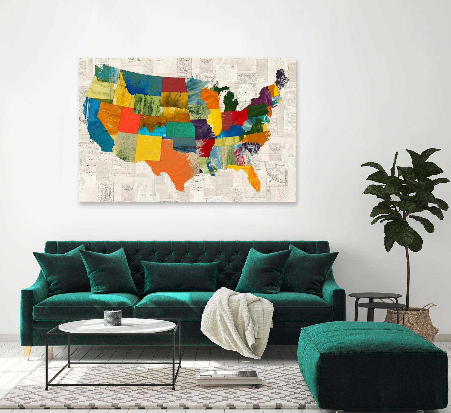 Collaged US Map by THE Studio on GIANT ART - beige illustration us map
