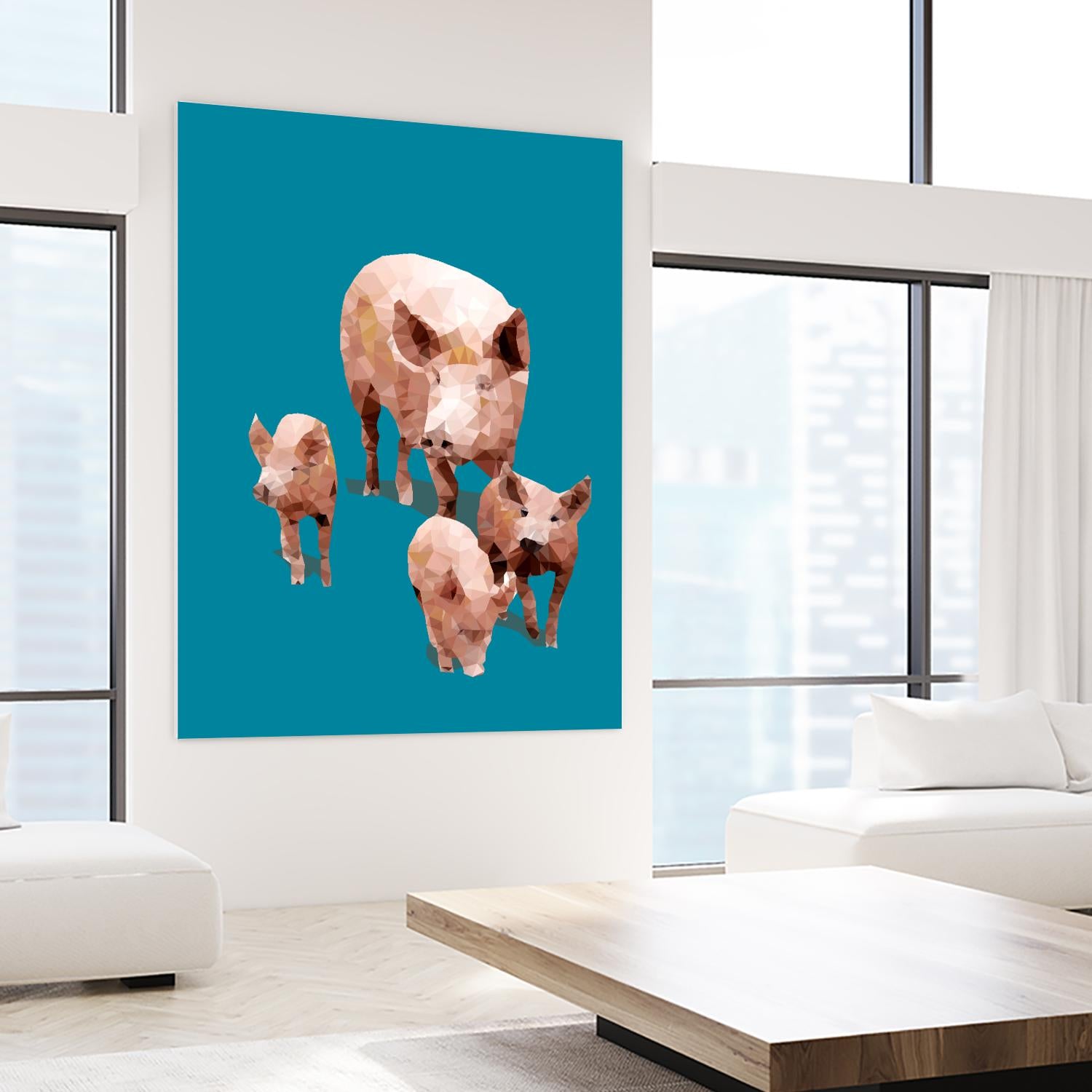 Fractal Pigs by THE Studio on GIANT ART - beige contemporary