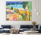 Village with Train by Nathaniel Mather on GIANT ART - green contemporary