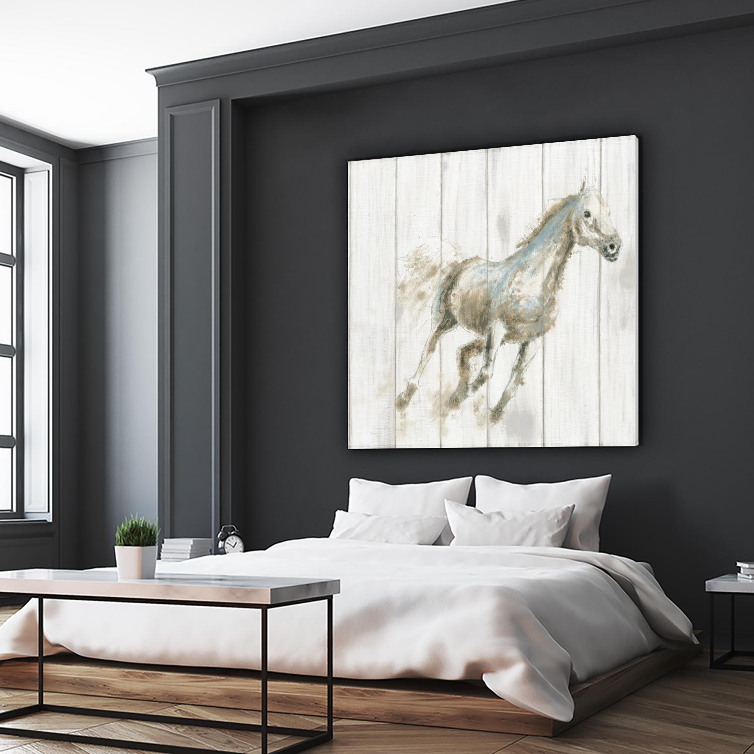 Stallion I on Birch by James Wiens on GIANT ART - grey animals