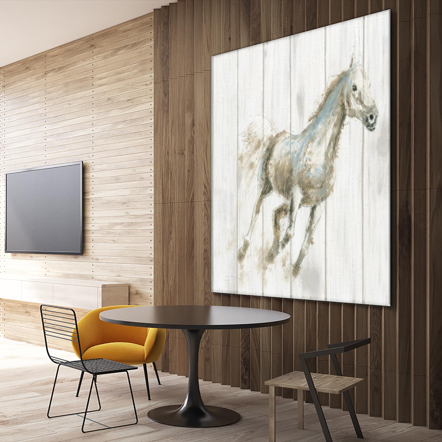Stallion I on Birch by James Wiens on GIANT ART - grey animals