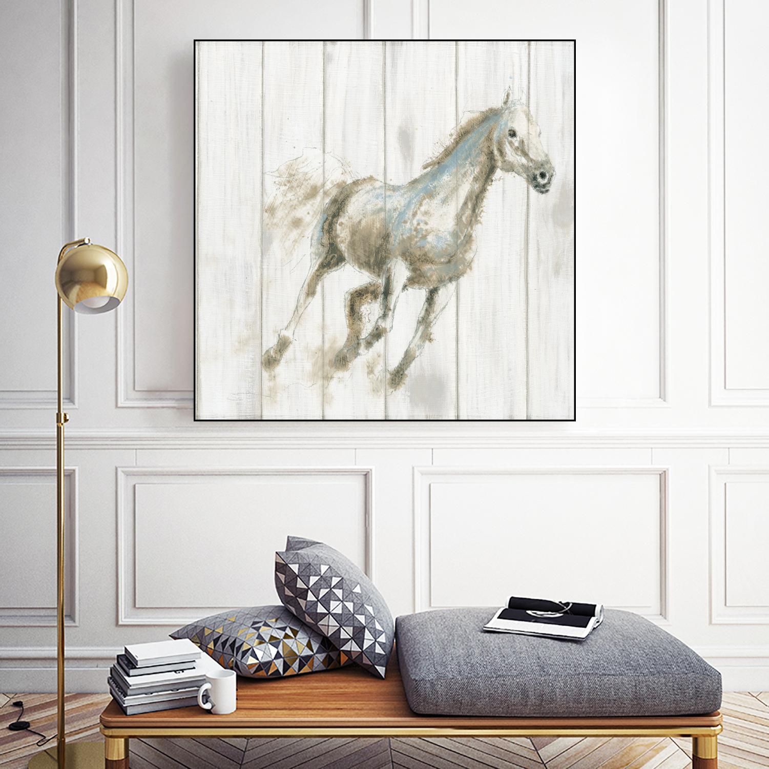 Stallion I on Birch by James Wiens on GIANT ART - grey animals