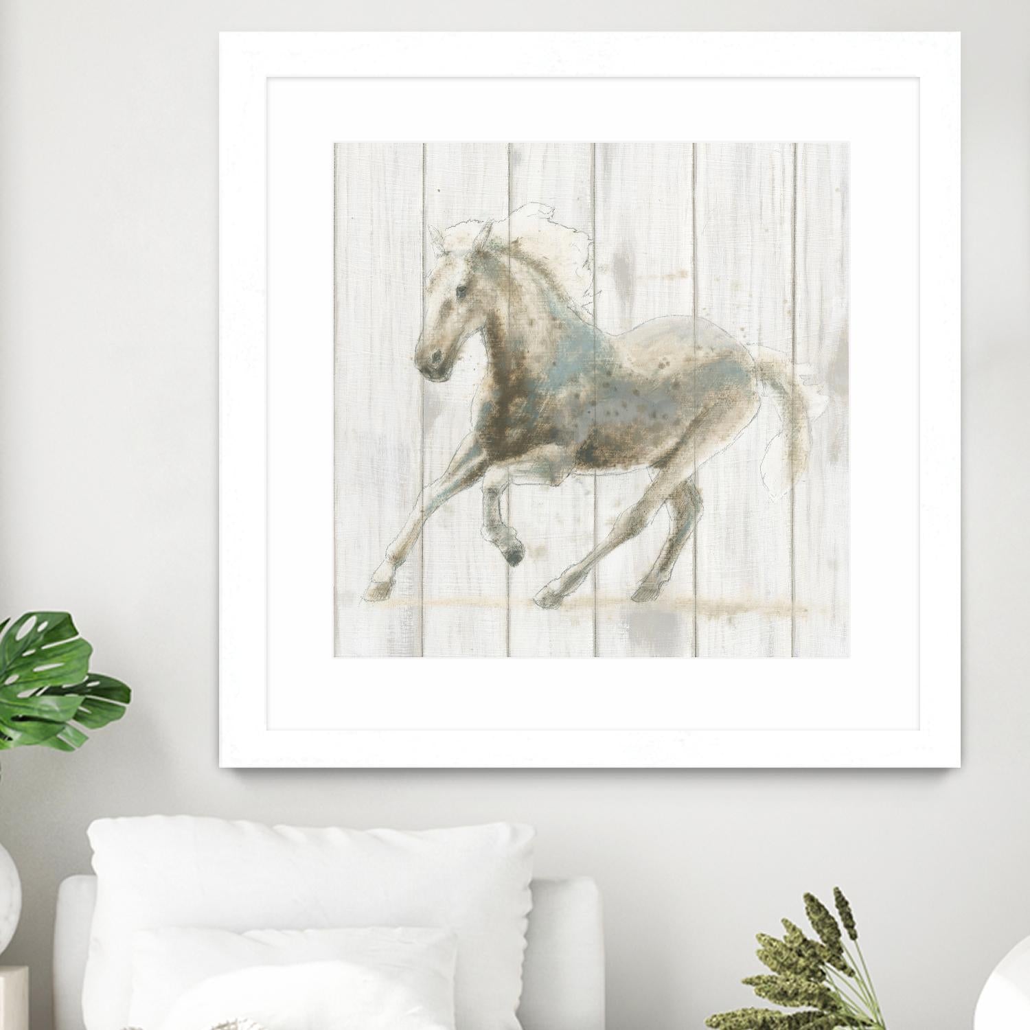 Stallion II on Birch by James Wiens on GIANT ART - grey animals
