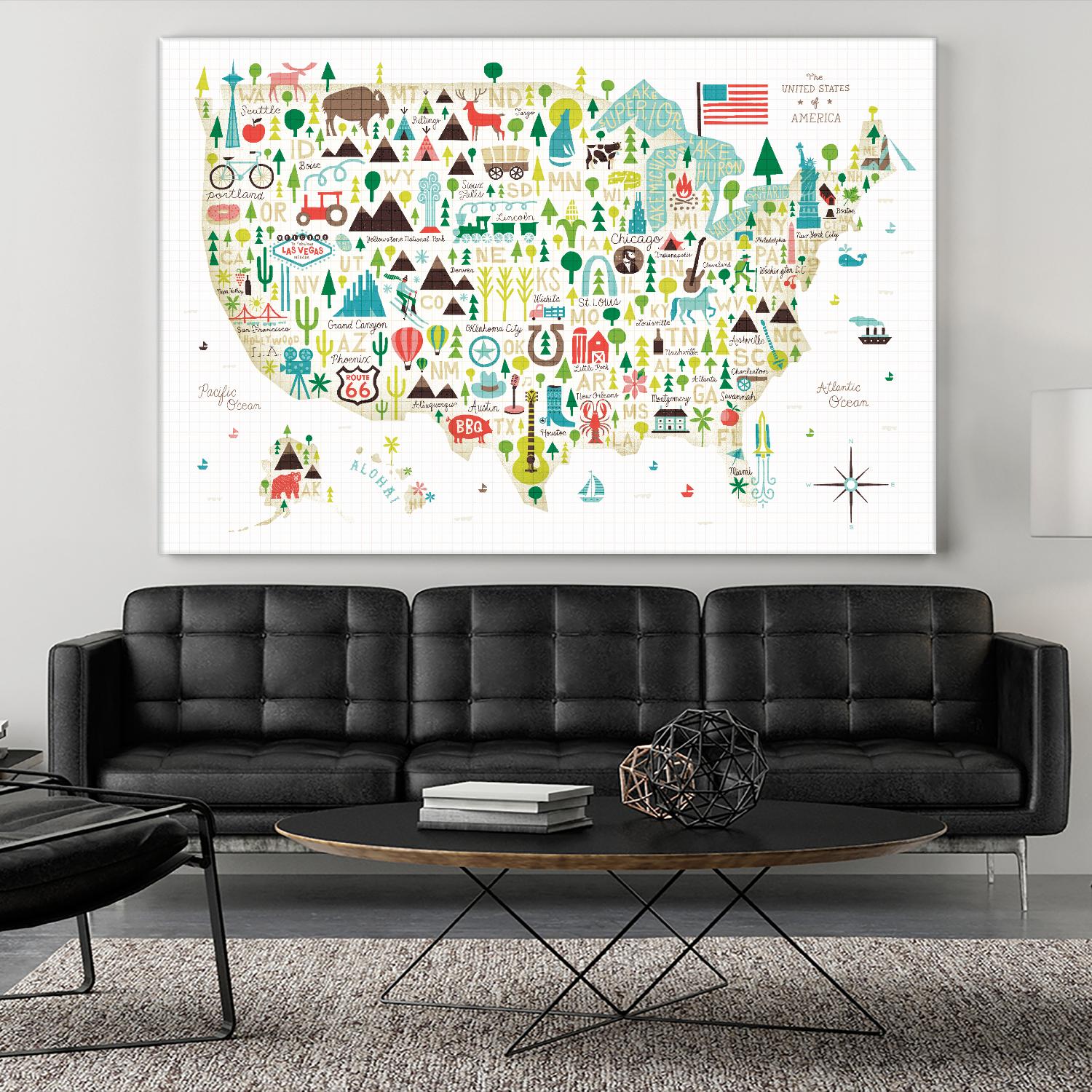 Illustrated USA by Michael Mullan on GIANT ART - green maps