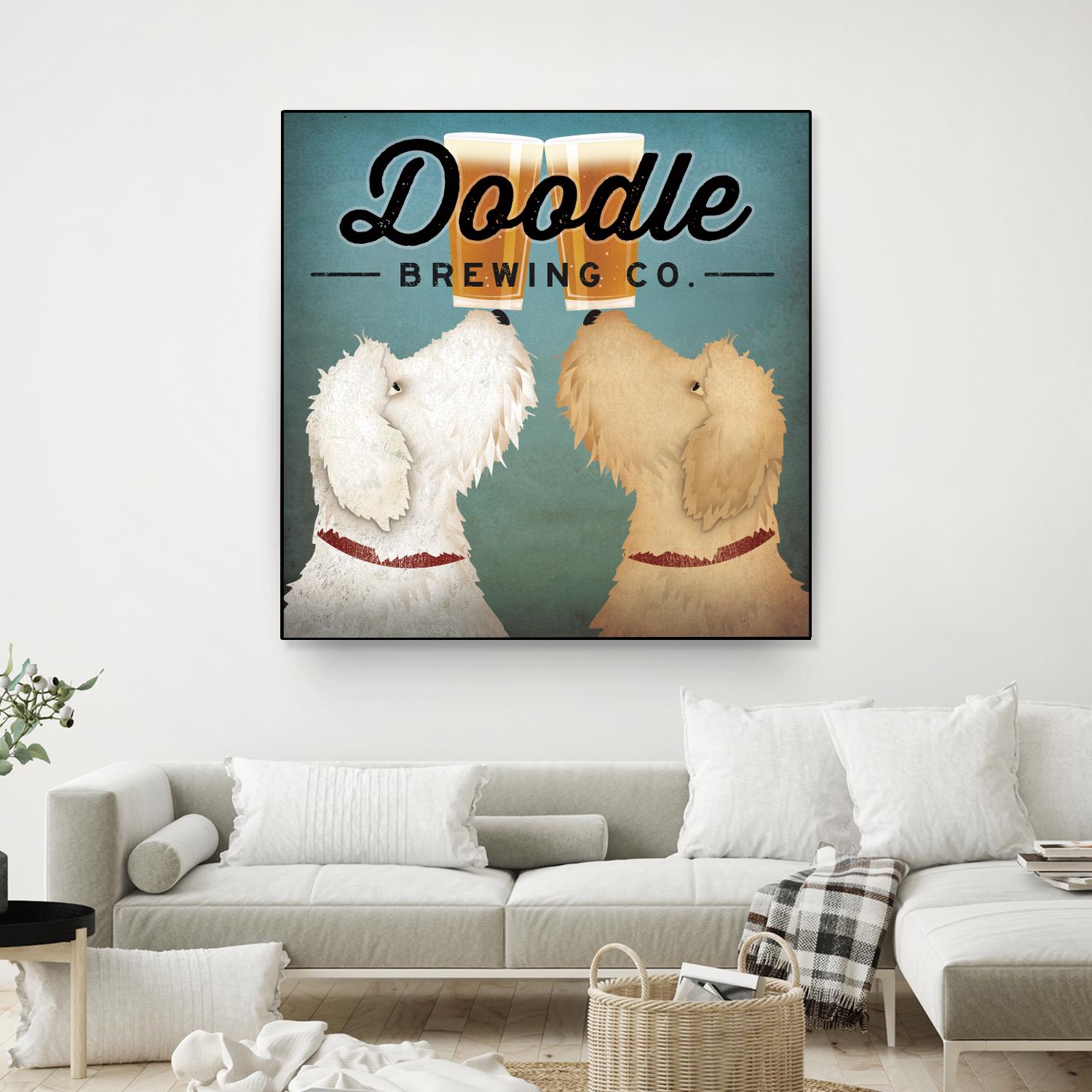 Doodle Beer Double by Ryan Fowler on GIANT ART - beige animals