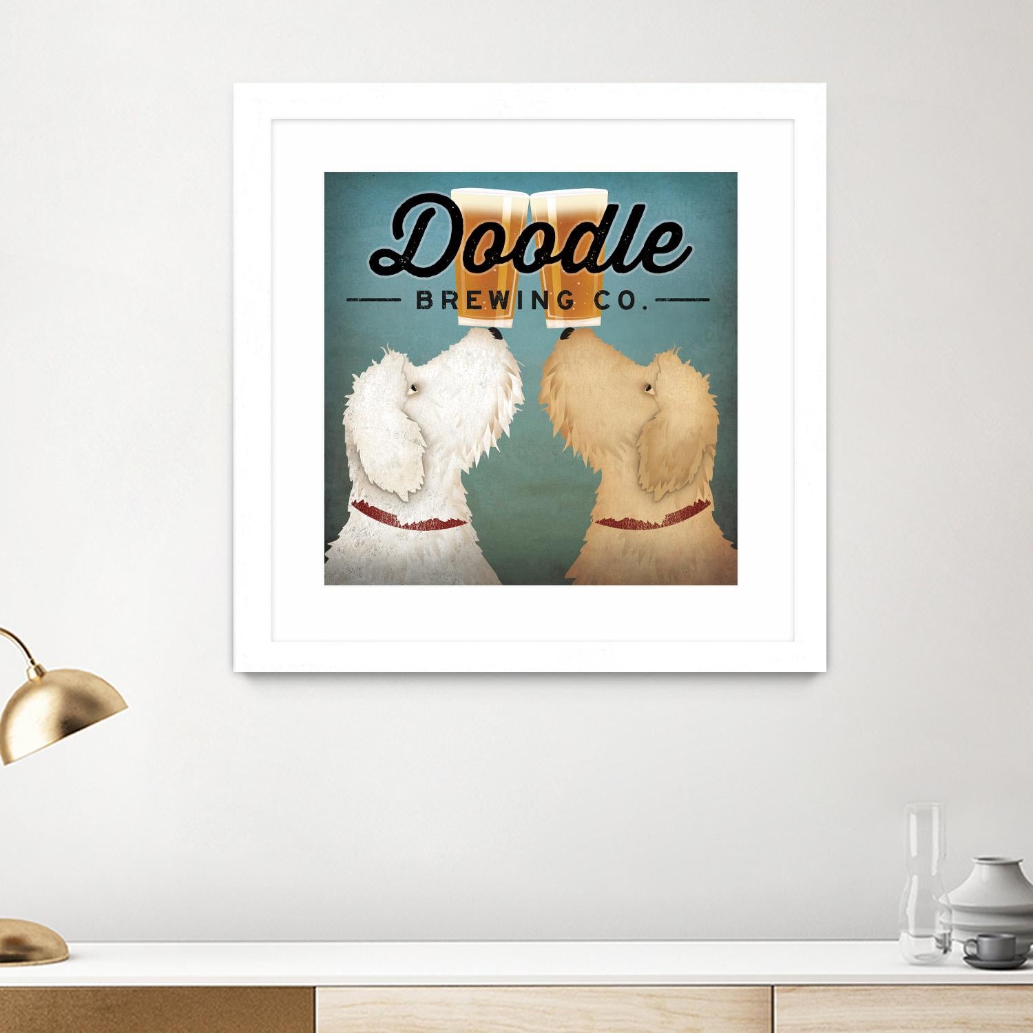 Doodle Beer Double by Ryan Fowler on GIANT ART - beige animals
