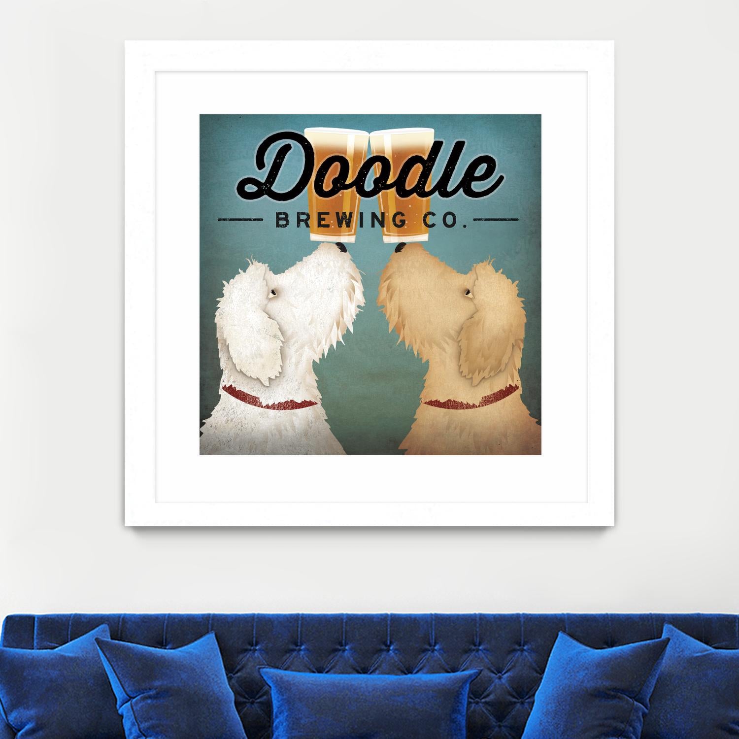 Doodle Beer Double by Ryan Fowler on GIANT ART - beige animals