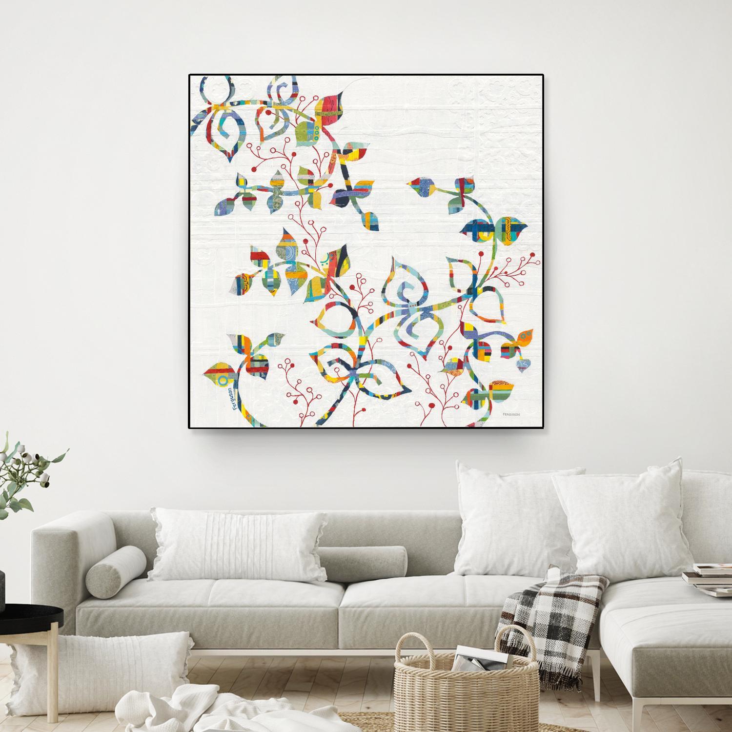 Rainbow Vines with Berries by Moira Hershey on GIANT ART - multi plants & trees natures