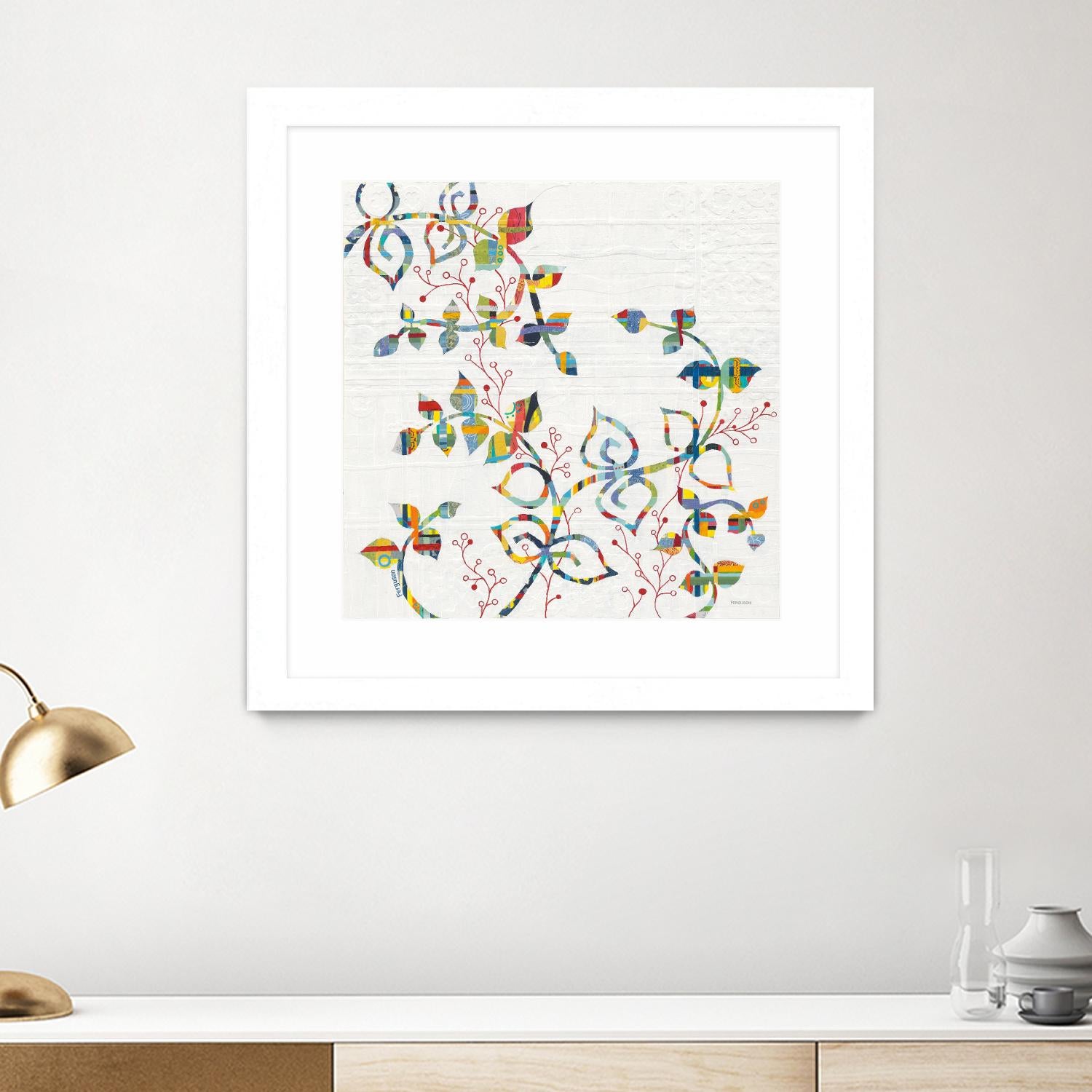 Rainbow Vines with Berries by Moira Hershey on GIANT ART - multi plants & trees natures