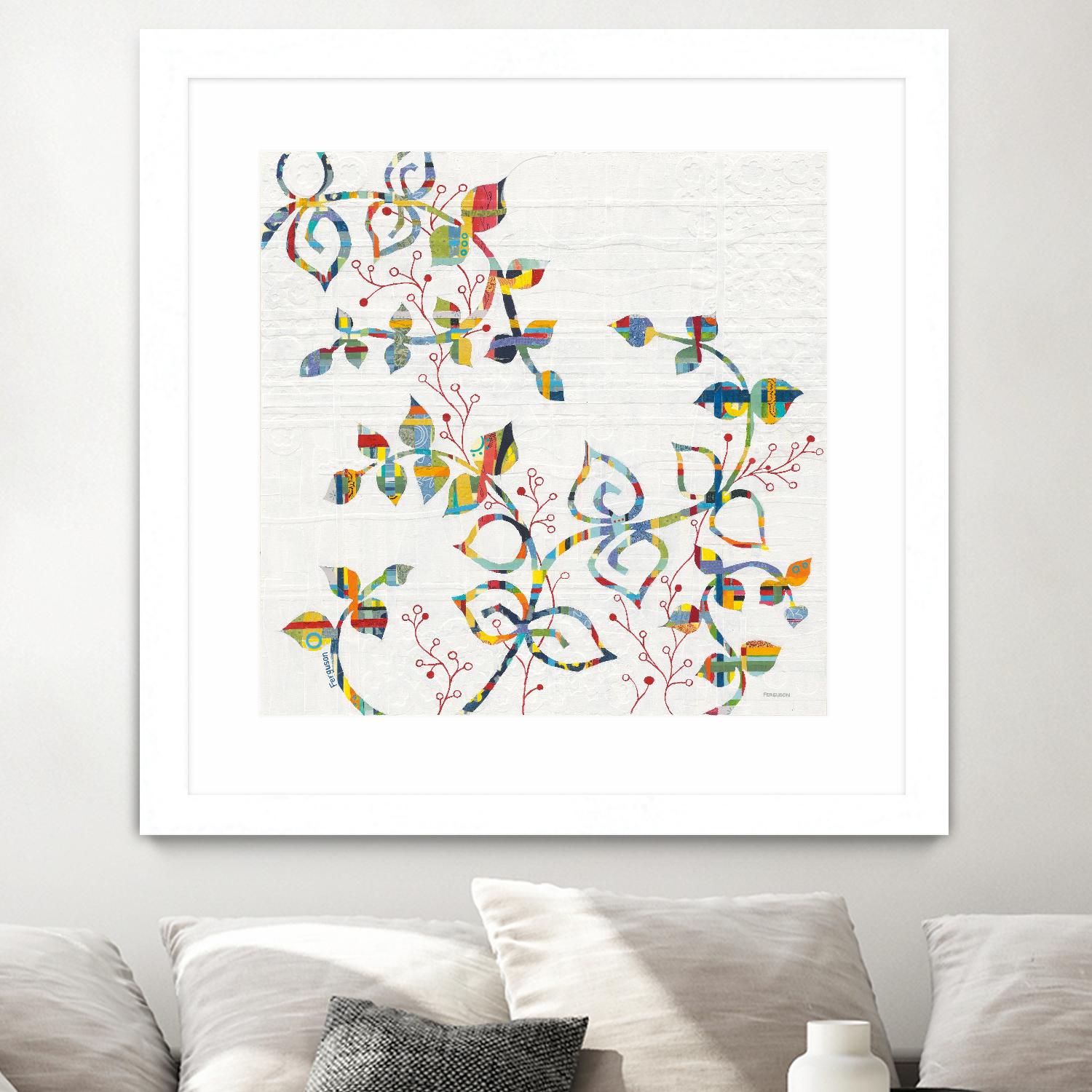 Rainbow Vines with Berries by Moira Hershey on GIANT ART - multi plants & trees natures